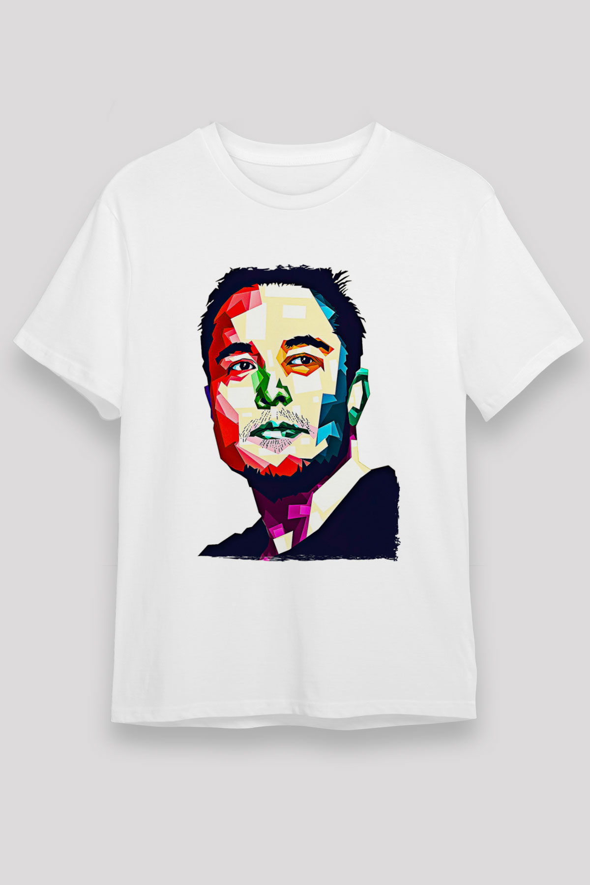 Elon Musk Baskılı Unisex Beyaz Tişört - Tshirt