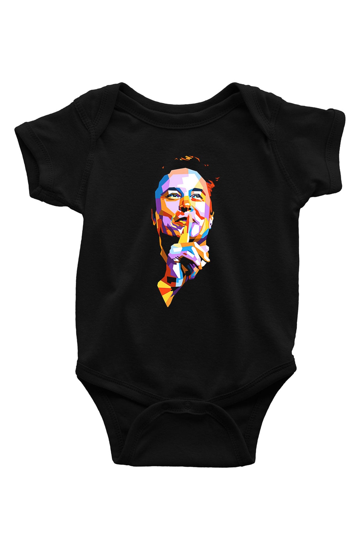 Elon Musk Baskılı Unisex Siyah Bebek Body - Zıbın