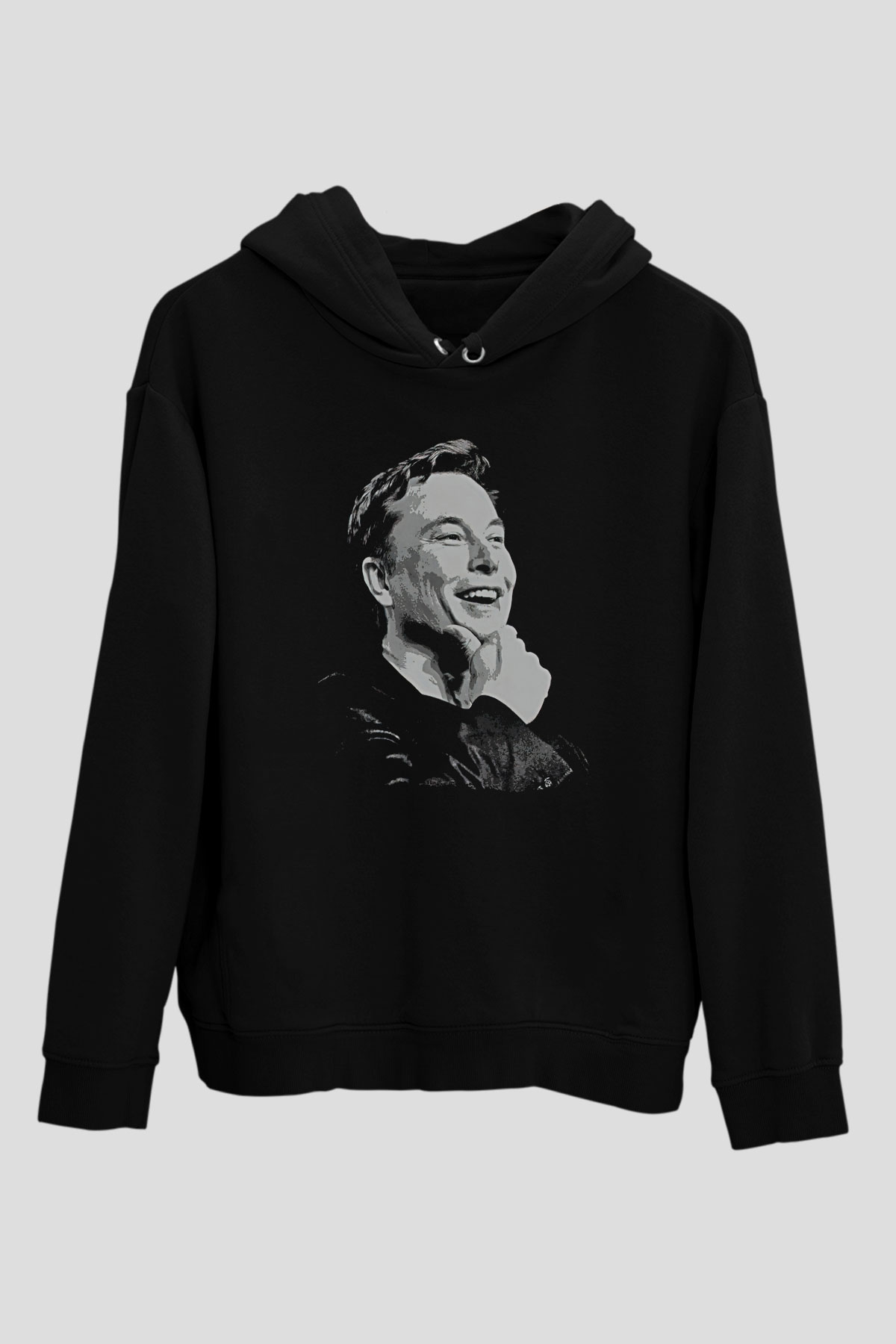 Elon Musk Baskılı Unisex Siyah Kapüşonlu Sweatshirt