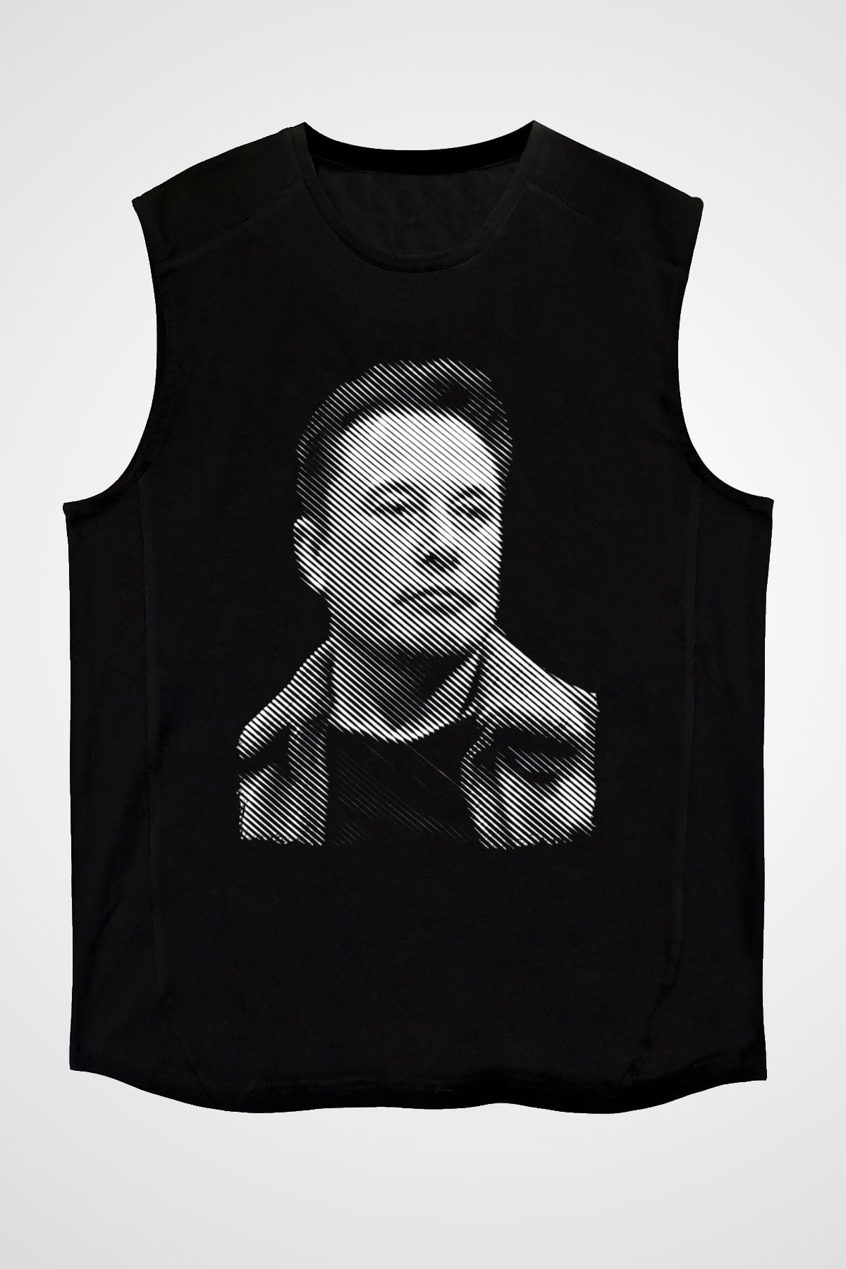 Elon Musk Baskılı Unisex Siyah Kolsuz Tişört - Tshirt