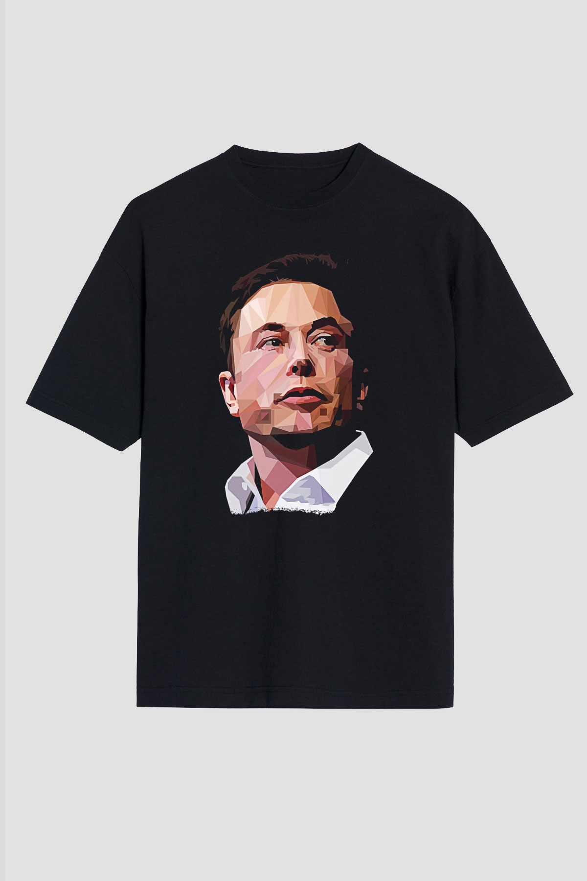 Elon Musk Baskılı Unisex Siyah Oversize Tişört - Tshirt