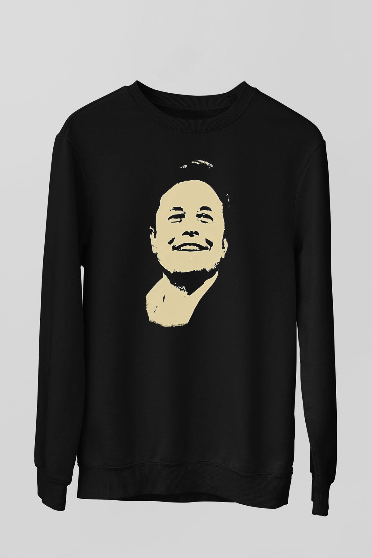 Elon Musk Baskılı Unisex Siyah Sweatshirt