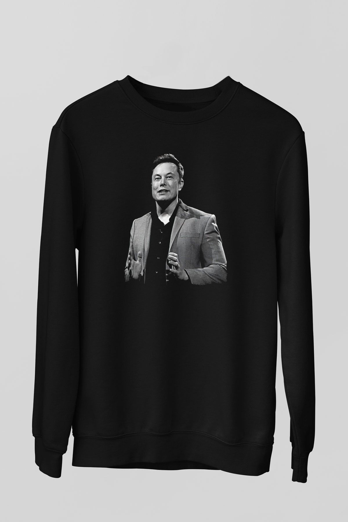 Elon Musk Baskılı Unisex Siyah Sweatshirt