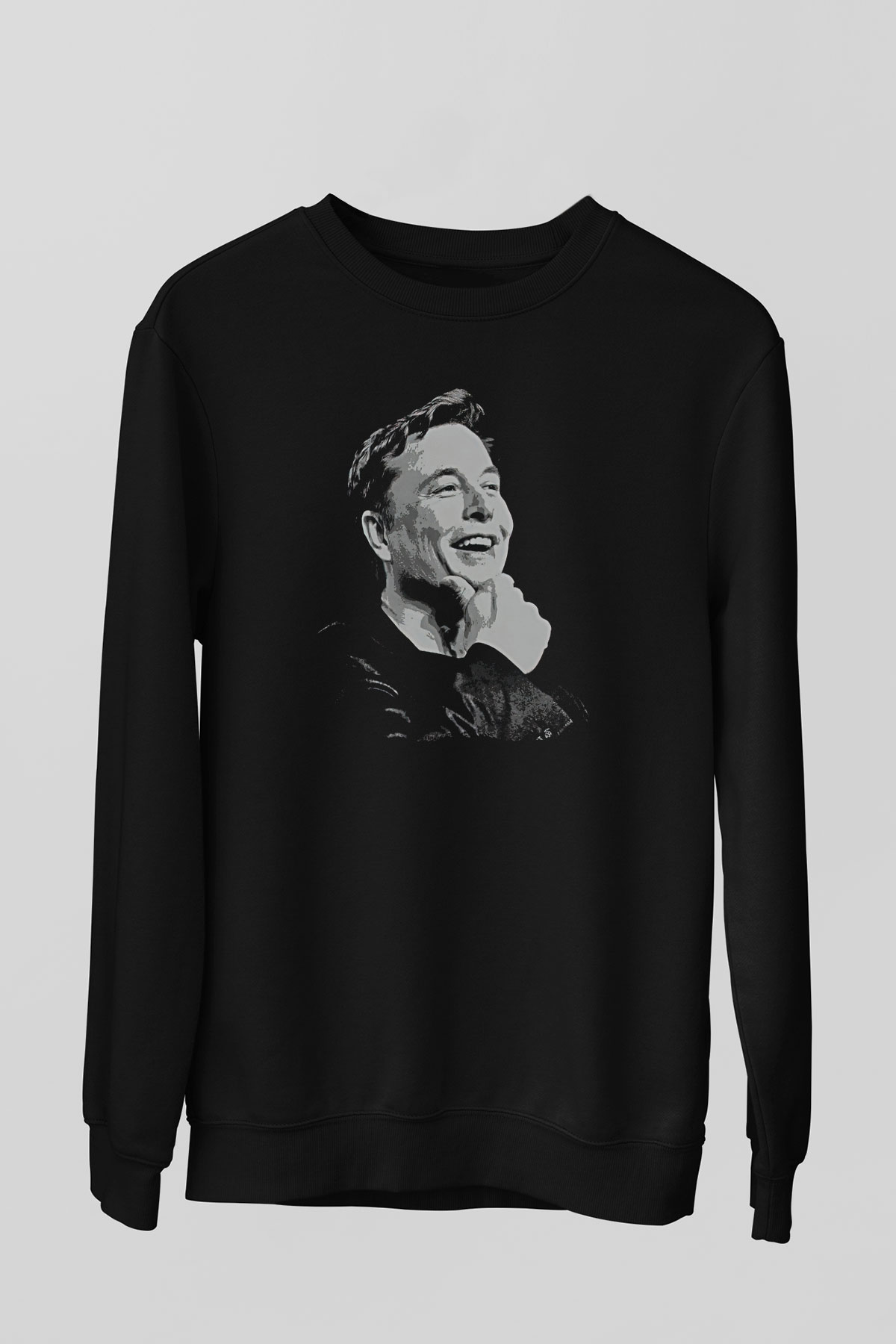 Elon Musk Baskılı Unisex Siyah Sweatshirt