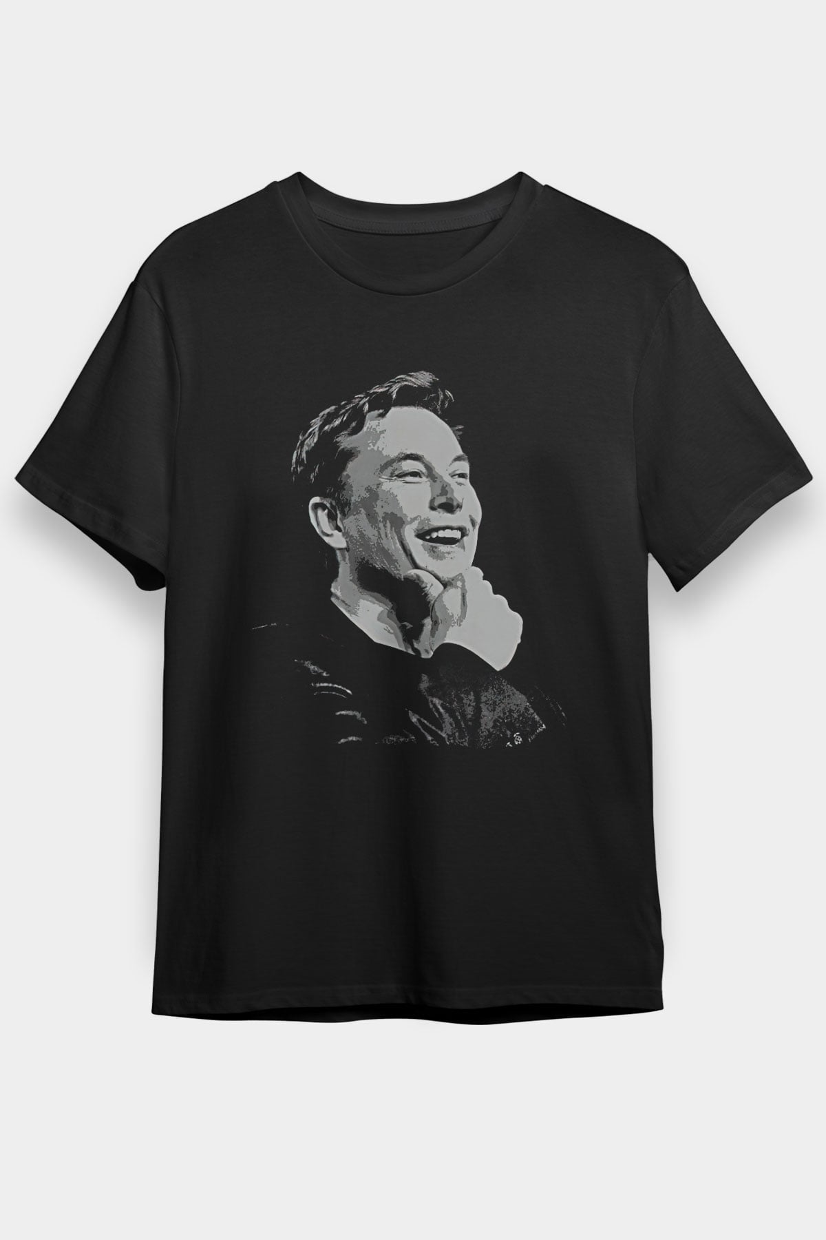 Elon Musk Baskılı Unisex Siyah Tişört - Tshirt