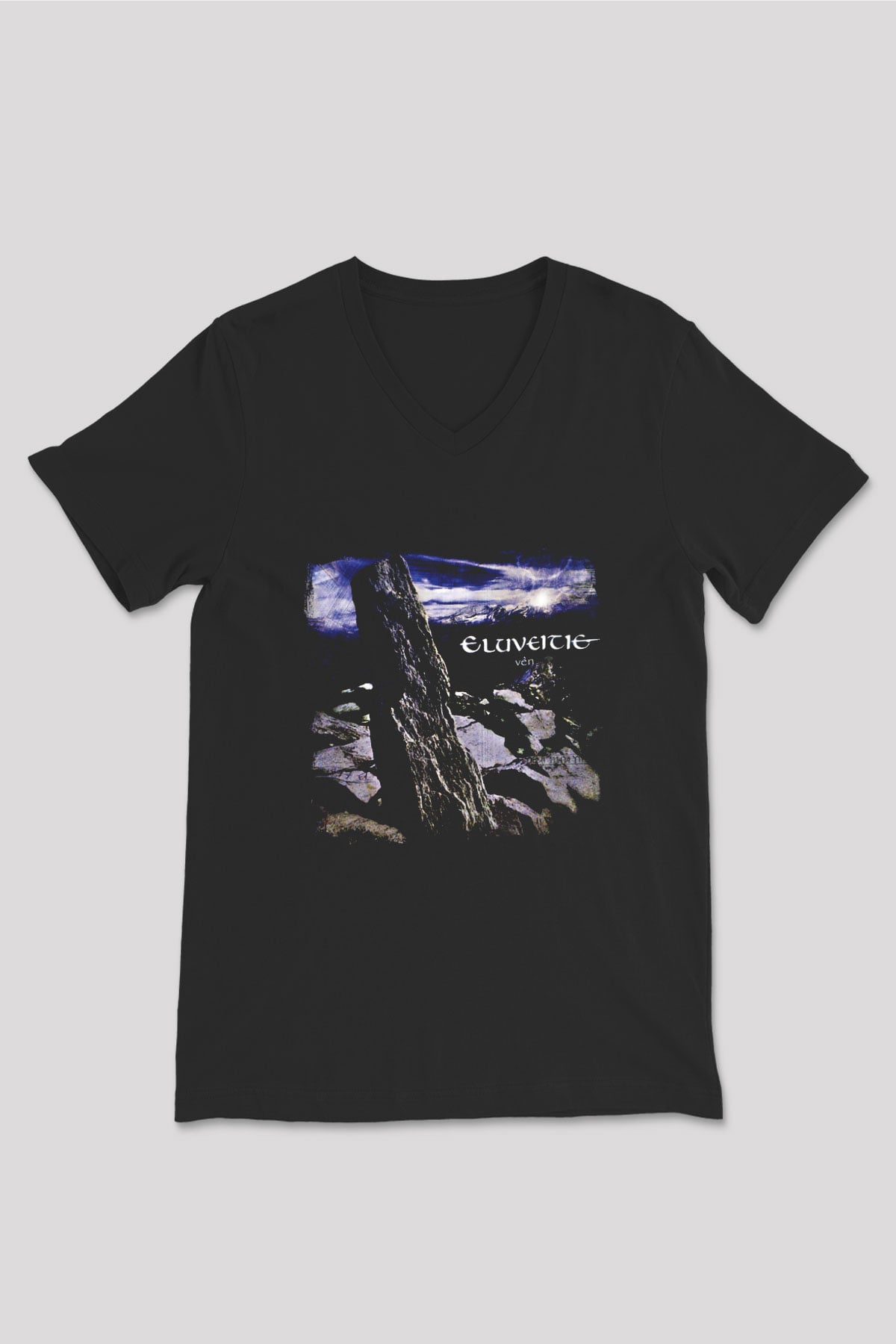 Eluveitie Baskılı Unisex Siyah V Yaka Tişört