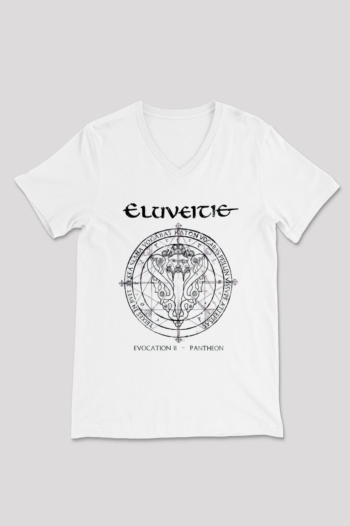 Eluveitie Beyaz Unisex V Yaka Tişört T-Shirt