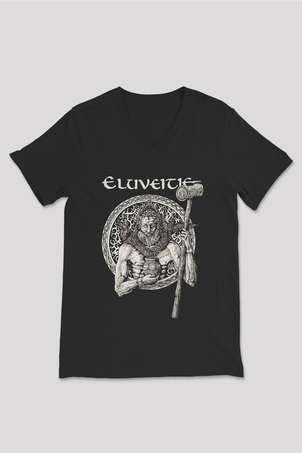 Eluveitie Siyah Unisex V Yaka Tişört T-Shirt