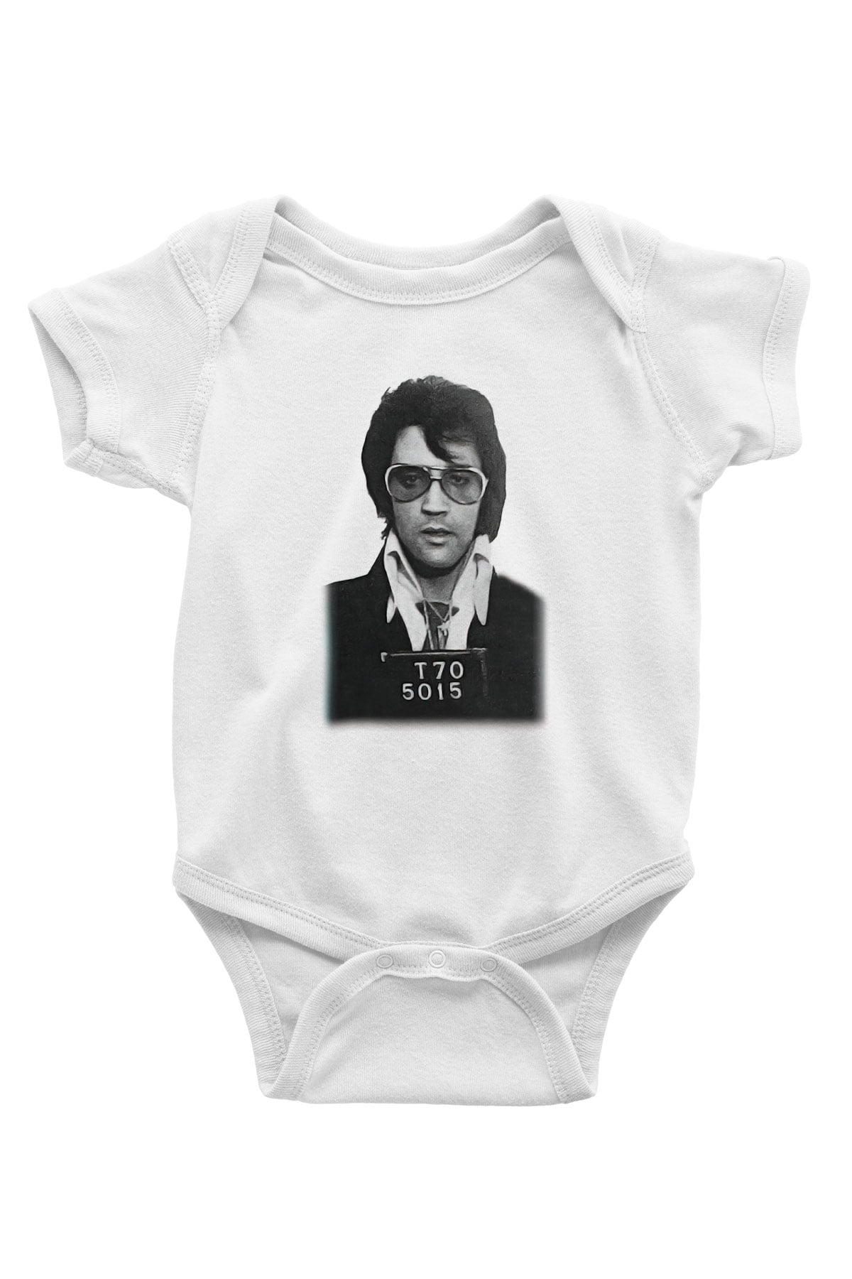 Elvis Presley Baskılı Beyaz Unisex Bebek Body - Zıbın