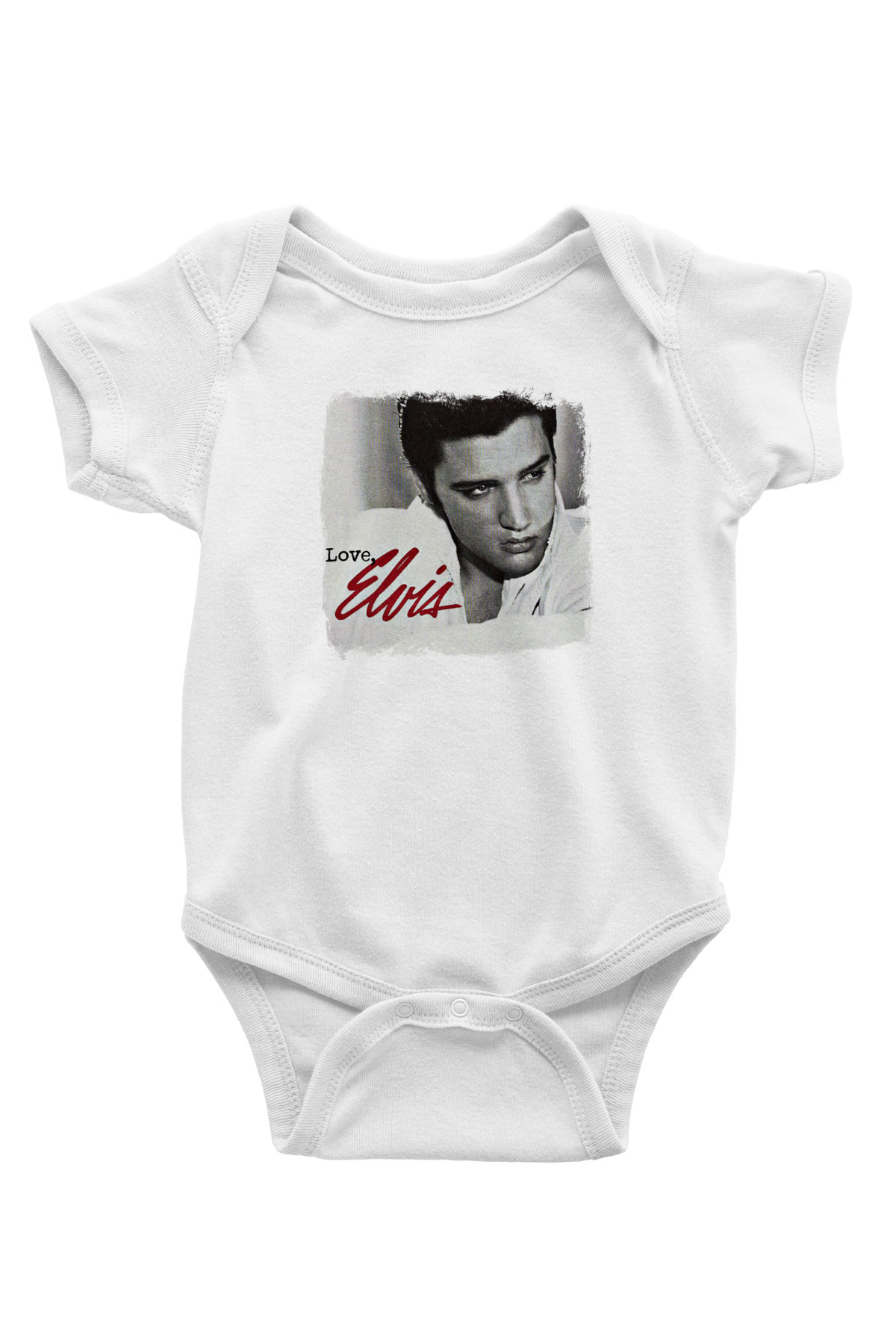 Elvis Presley Baskılı Unisex Beyaz Bebek Body - Zıbın