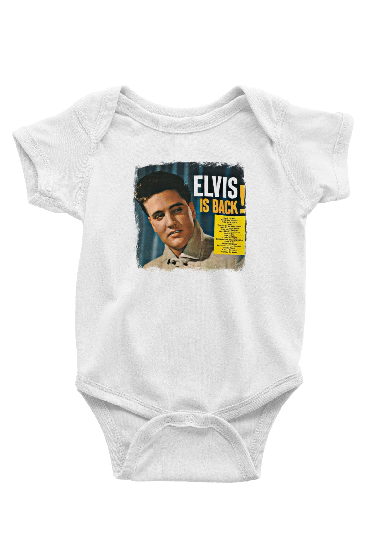Elvis Presley Baskılı Unisex Beyaz Bebek Body - Zıbın