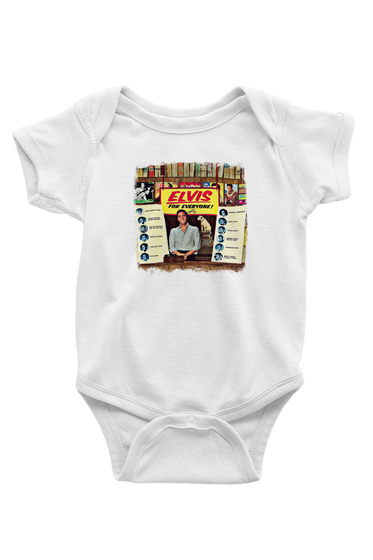 Elvis Presley Baskılı Unisex Beyaz Bebek Body - Zıbın