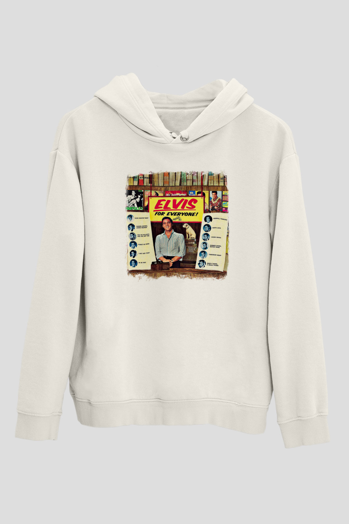 Elvis Presley Baskılı Unisex Beyaz Hoodie