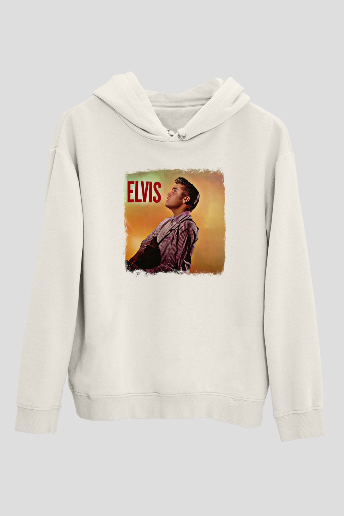 Elvis Presley Baskılı Unisex Beyaz Hoodie