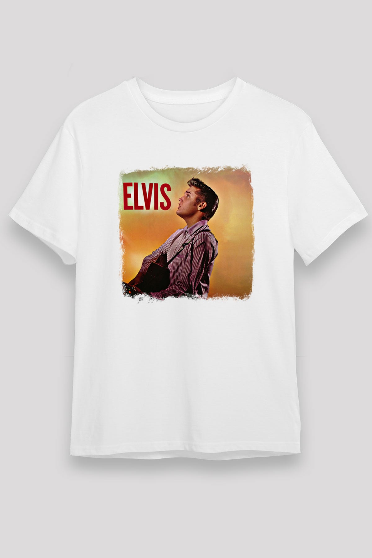 Elvis Presley Baskılı Unisex Beyaz Tişört