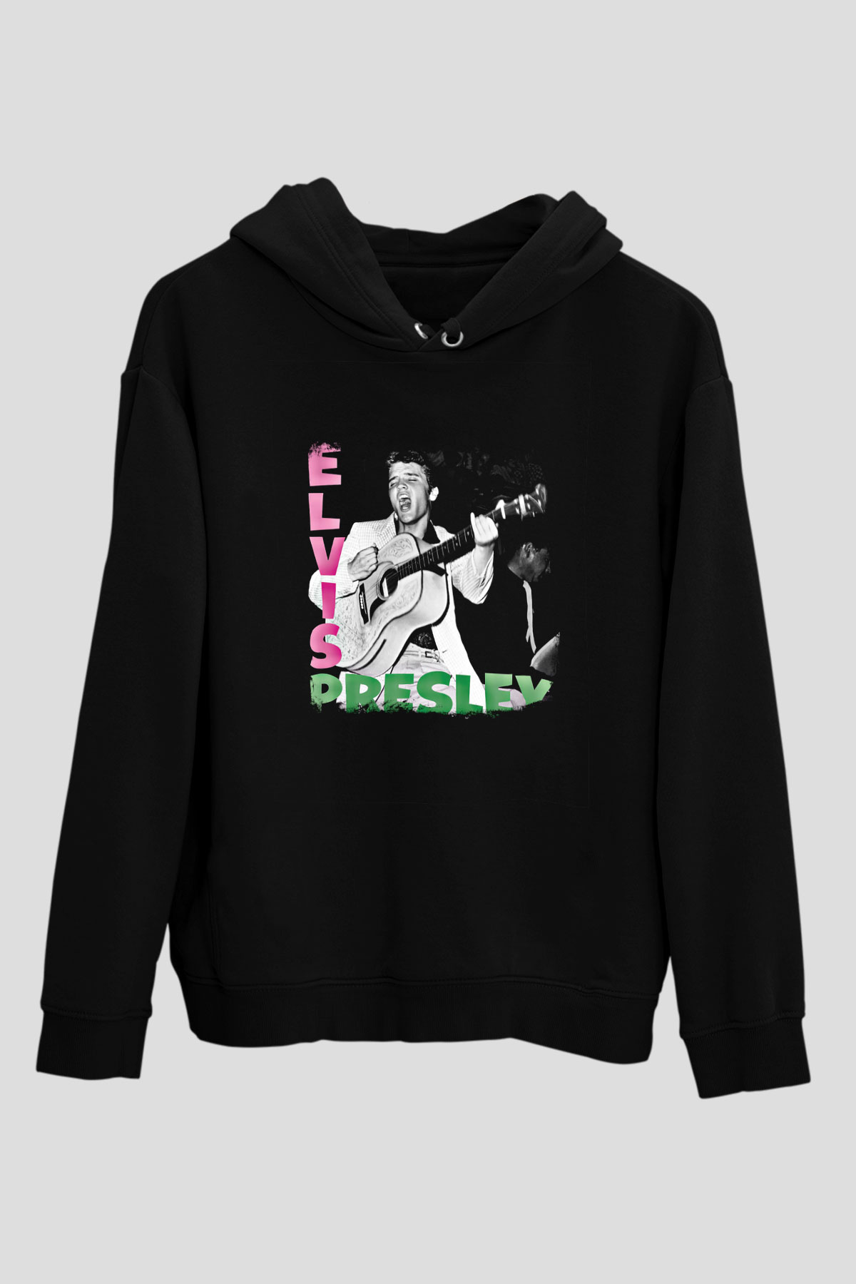Elvis Presley Baskılı Unisex Siyah Hoodie