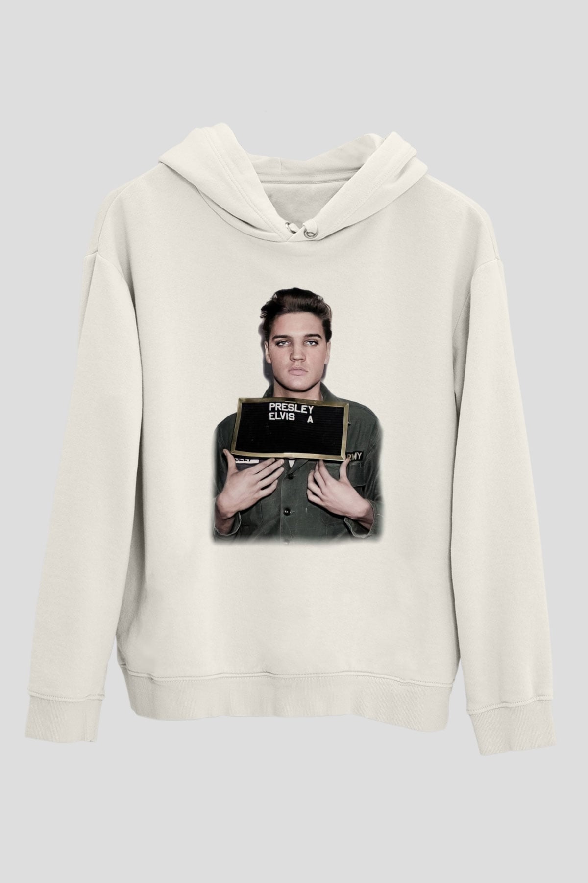 Elvis Presley Beyaz Unisex Kapşonlu Sweatshirt