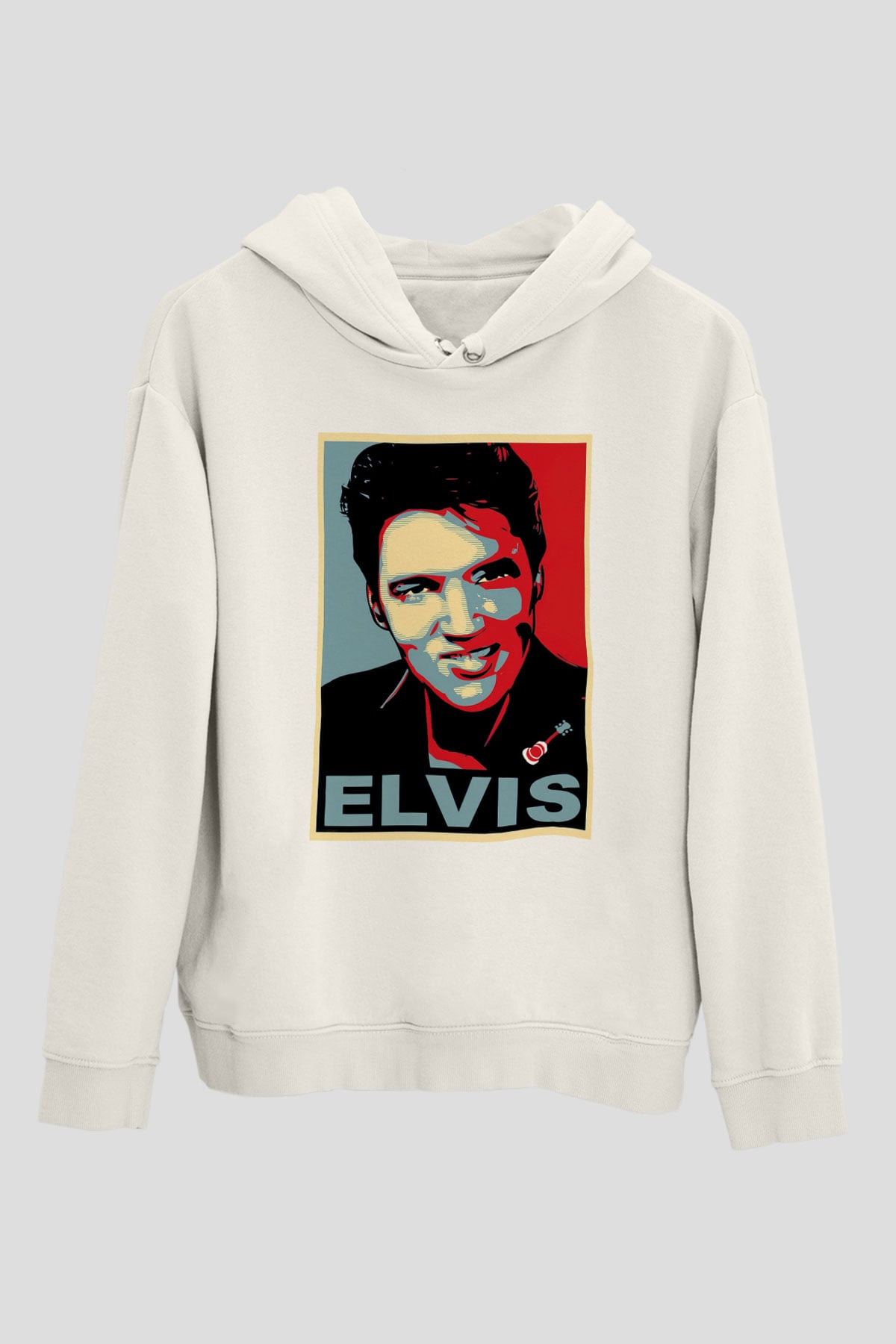 Elvis Presley Beyaz Unisex Kapşonlu Sweatshirt