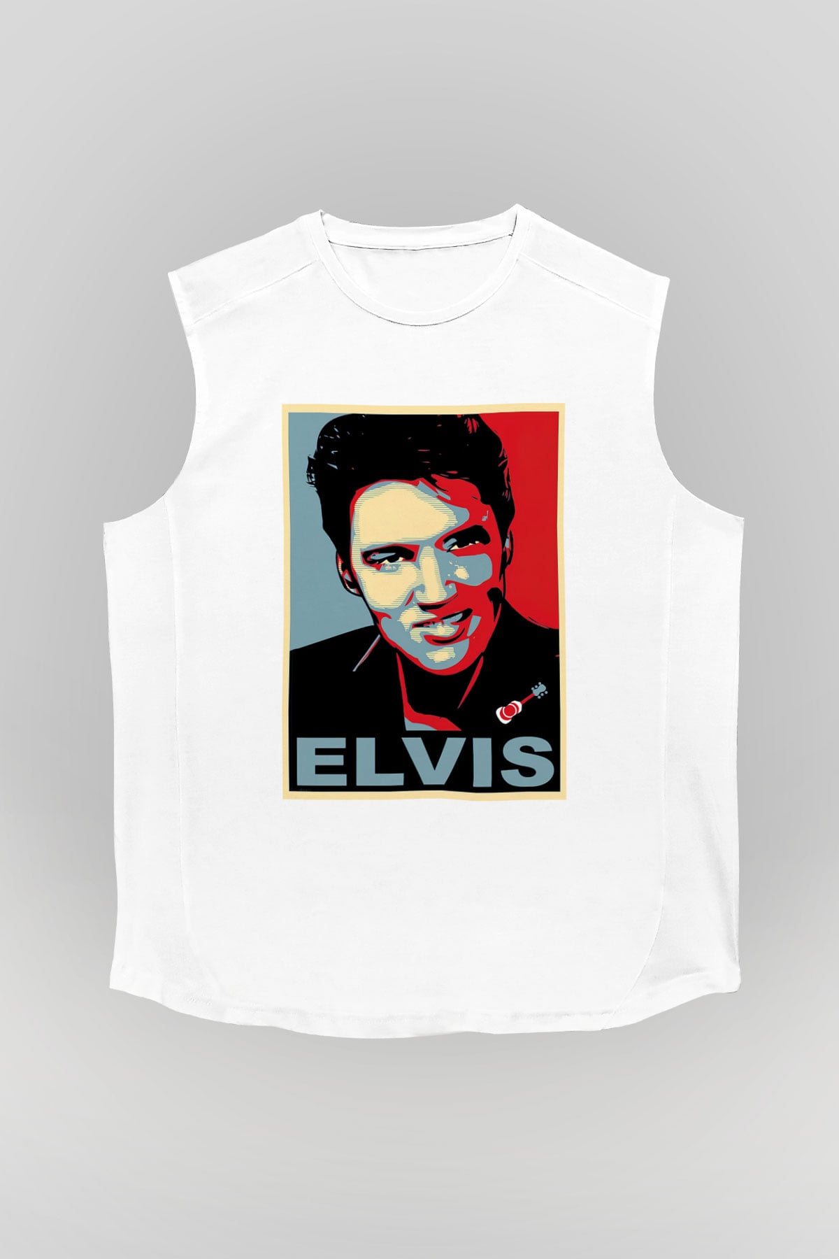 Elvis Presley Beyaz Unisex Kolsuz Tişört