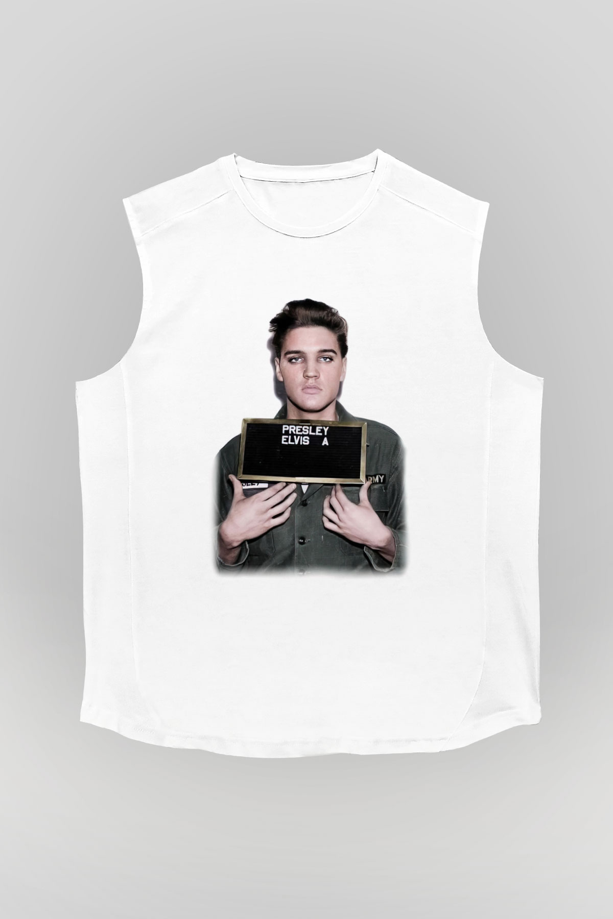 Elvis Presley Beyaz Unisex Kolsuz Tişört
