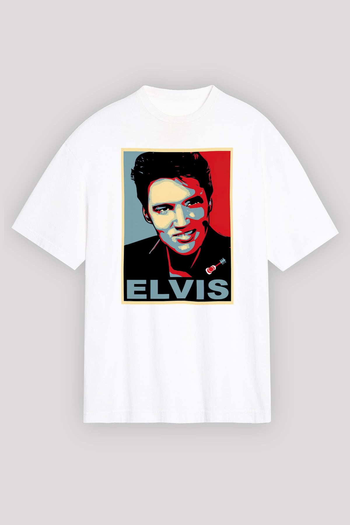 Elvis Presley Beyaz Unisex Oversize Tişört T-Shirt