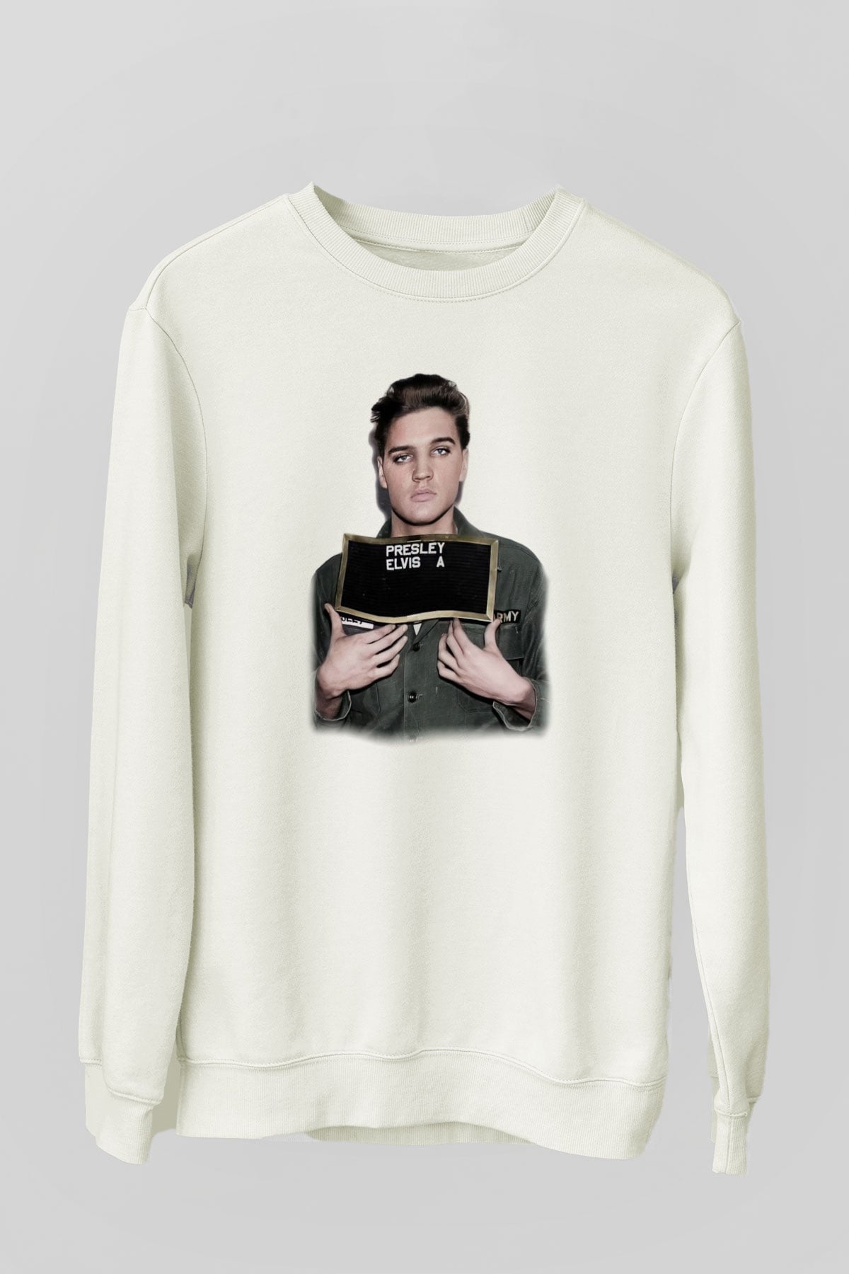Elvis Presley Beyaz Unisex Sweatshirt