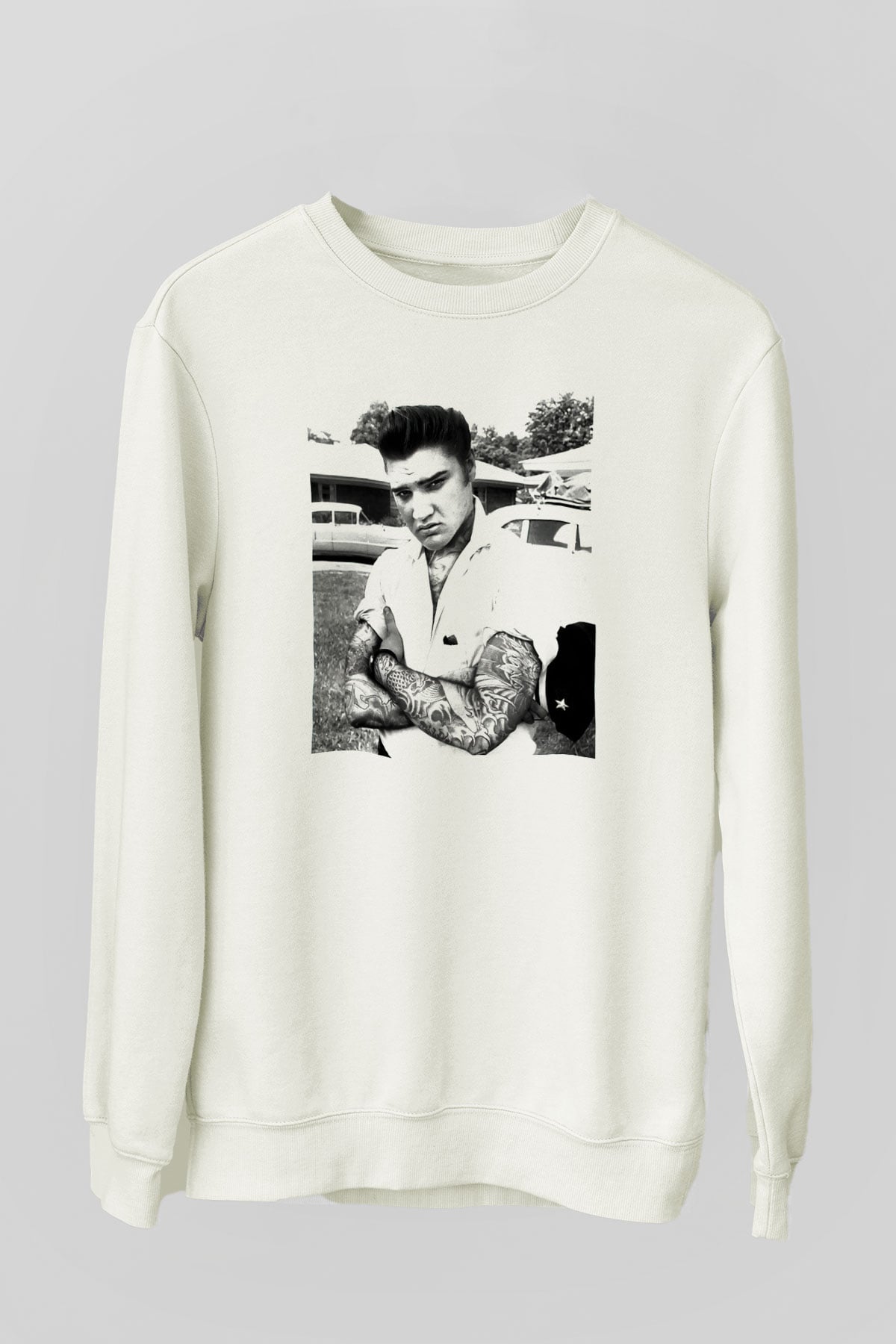 Elvis Presley Beyaz Unisex Sweatshirt