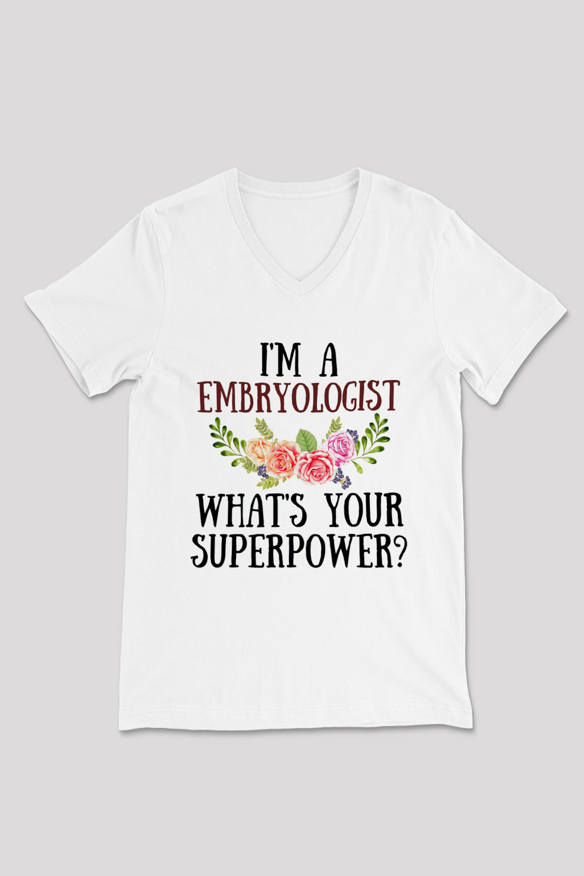 Embriyolog Beyaz Unisex V Yaka Tişört