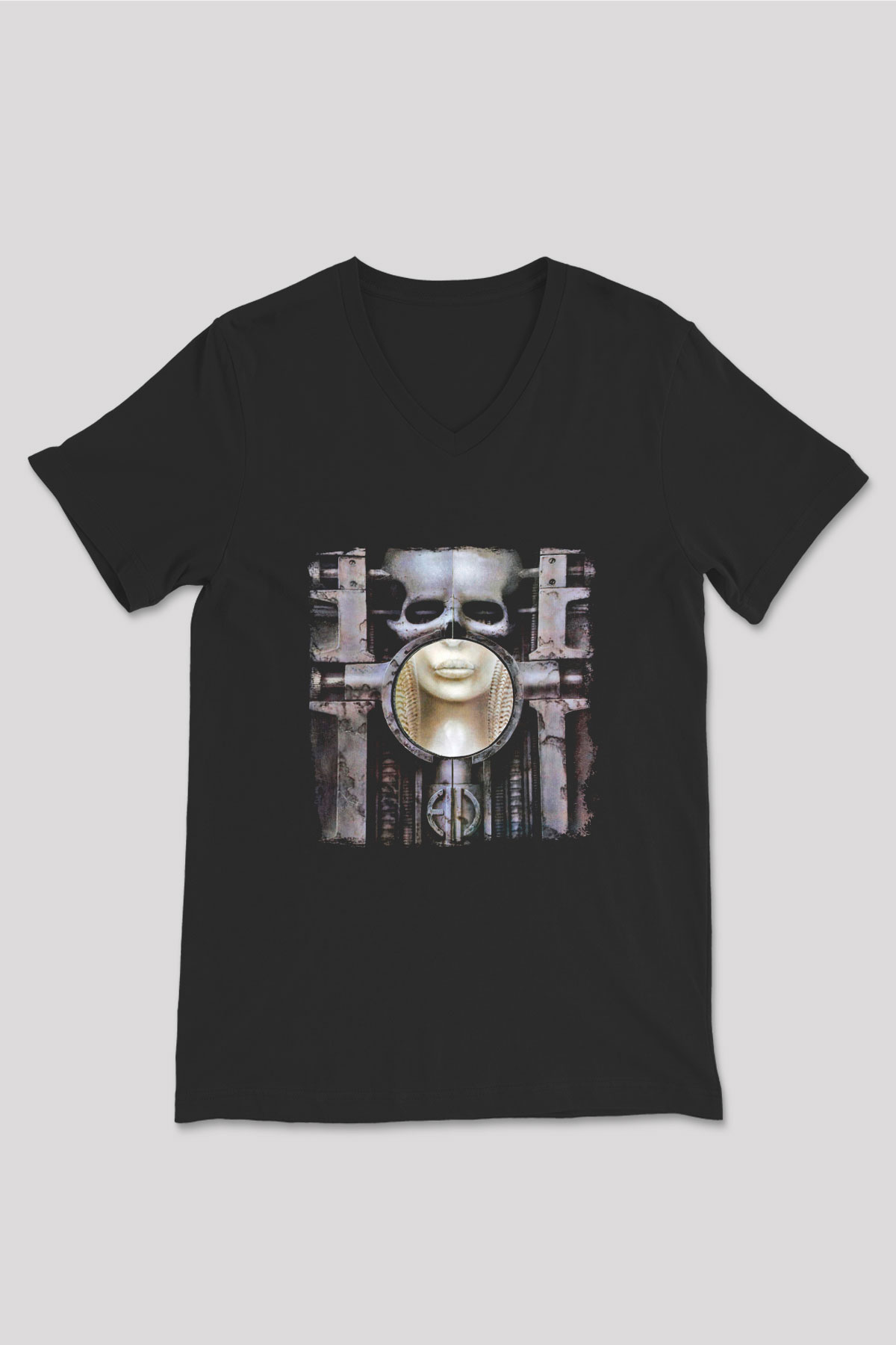 Emerson,Lake and Palmer Baskılı Unisex Siyah V Yaka Tişört
