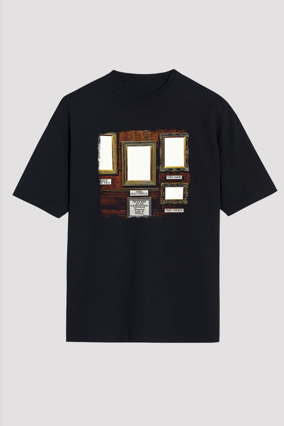 Emerson,Lake and Palmer Baskılı Unisex Siyah Oversize Tişört