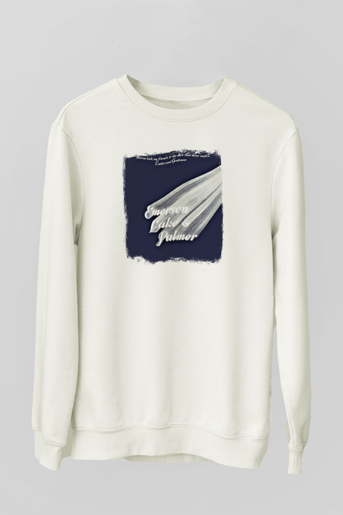 Emerson,Lake and Palmer Baskılı Unisex Beyaz Sweatshirt