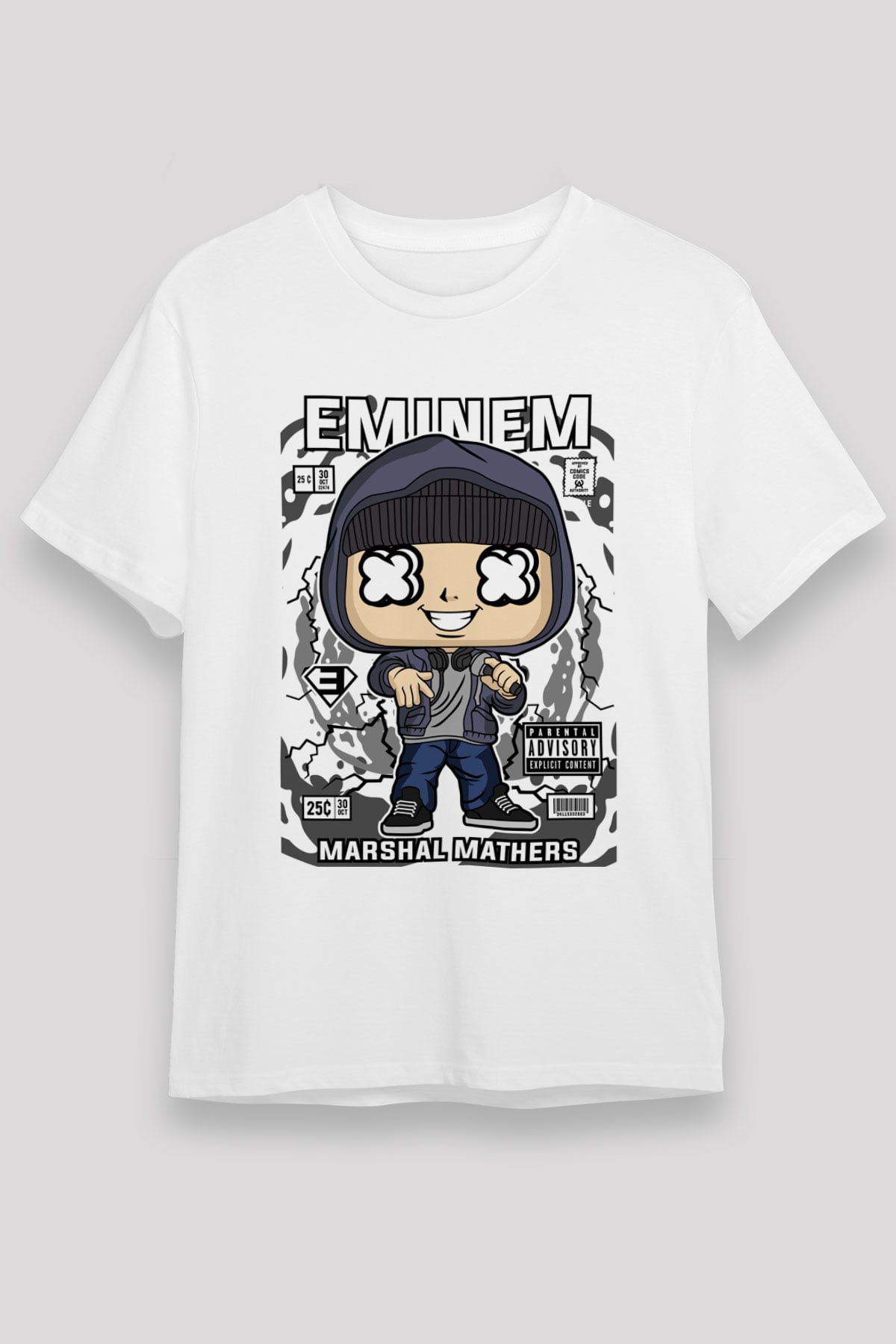 Eminem 8 Mile Baskılı Unisex Beyaz Tişört