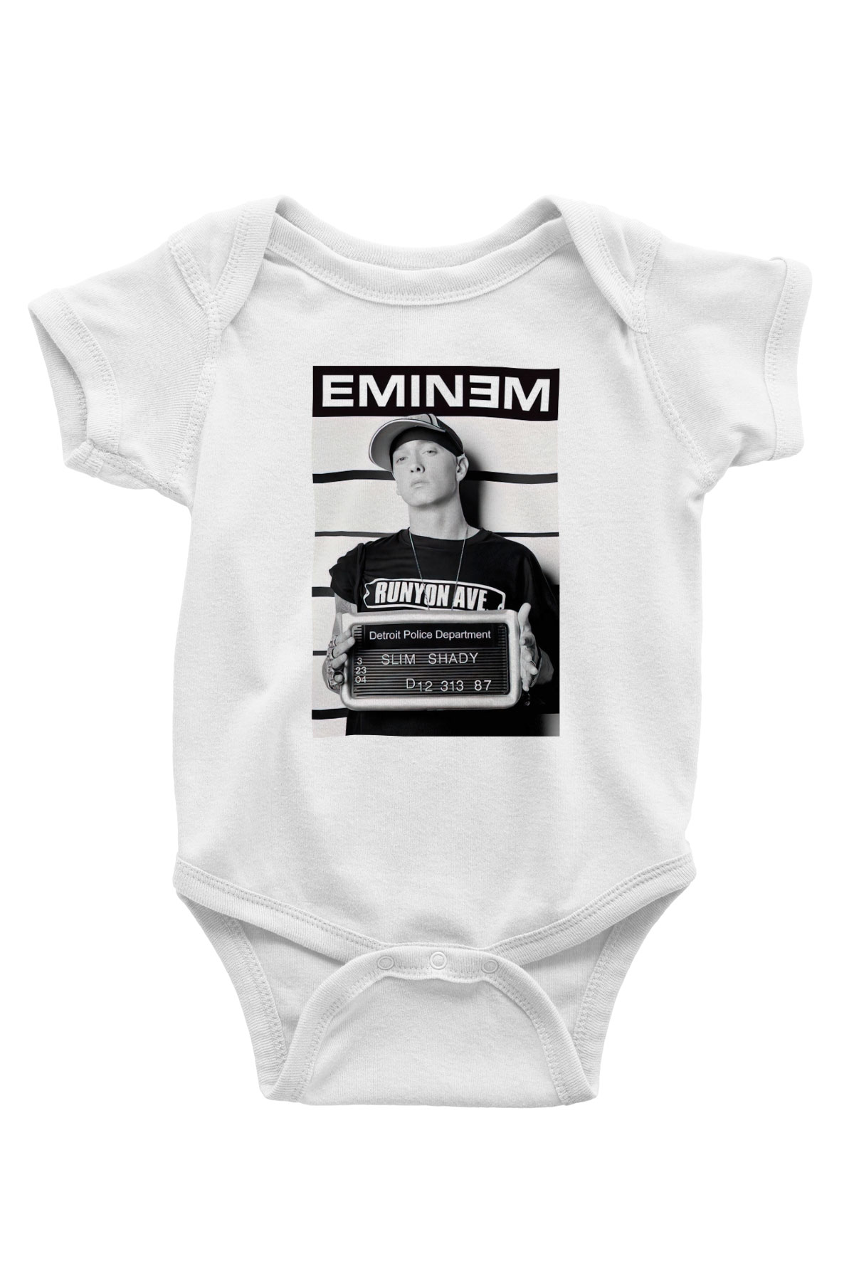 Eminem Baskılı Beyaz Unisex Bebek Body - Zıbın
