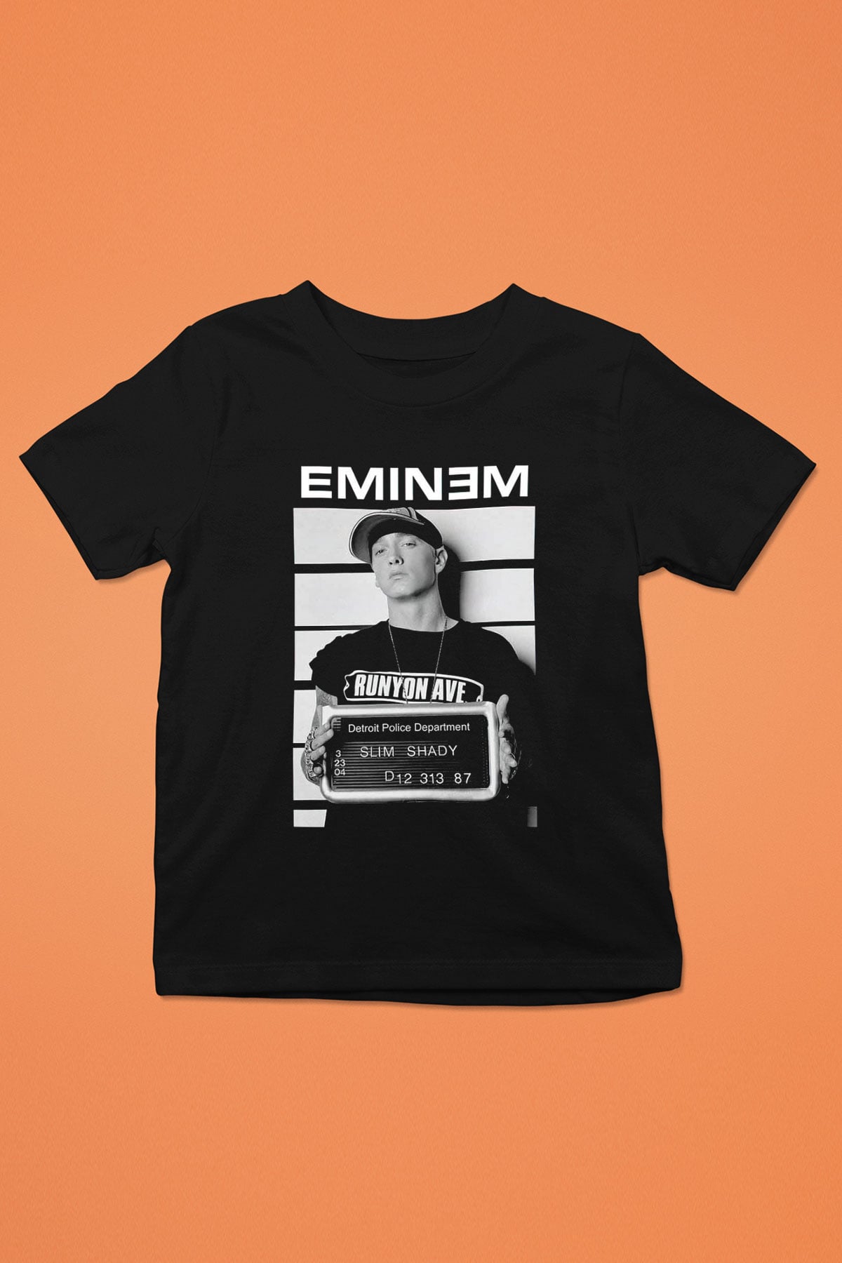 Eminem Baskılı Siyah Unisex Çocuk Tişört