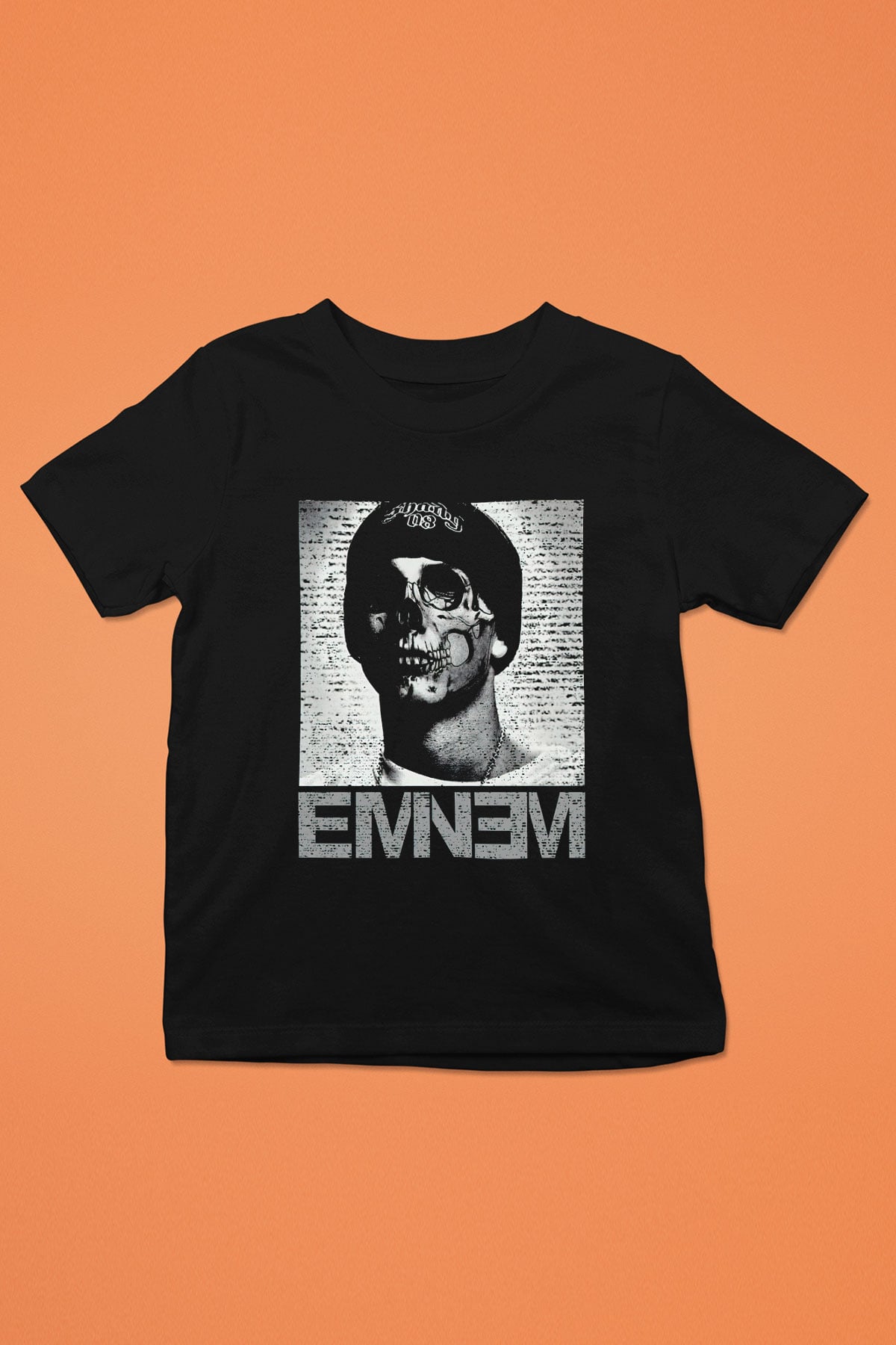 Eminem Baskılı Siyah Unisex Çocuk Tişört