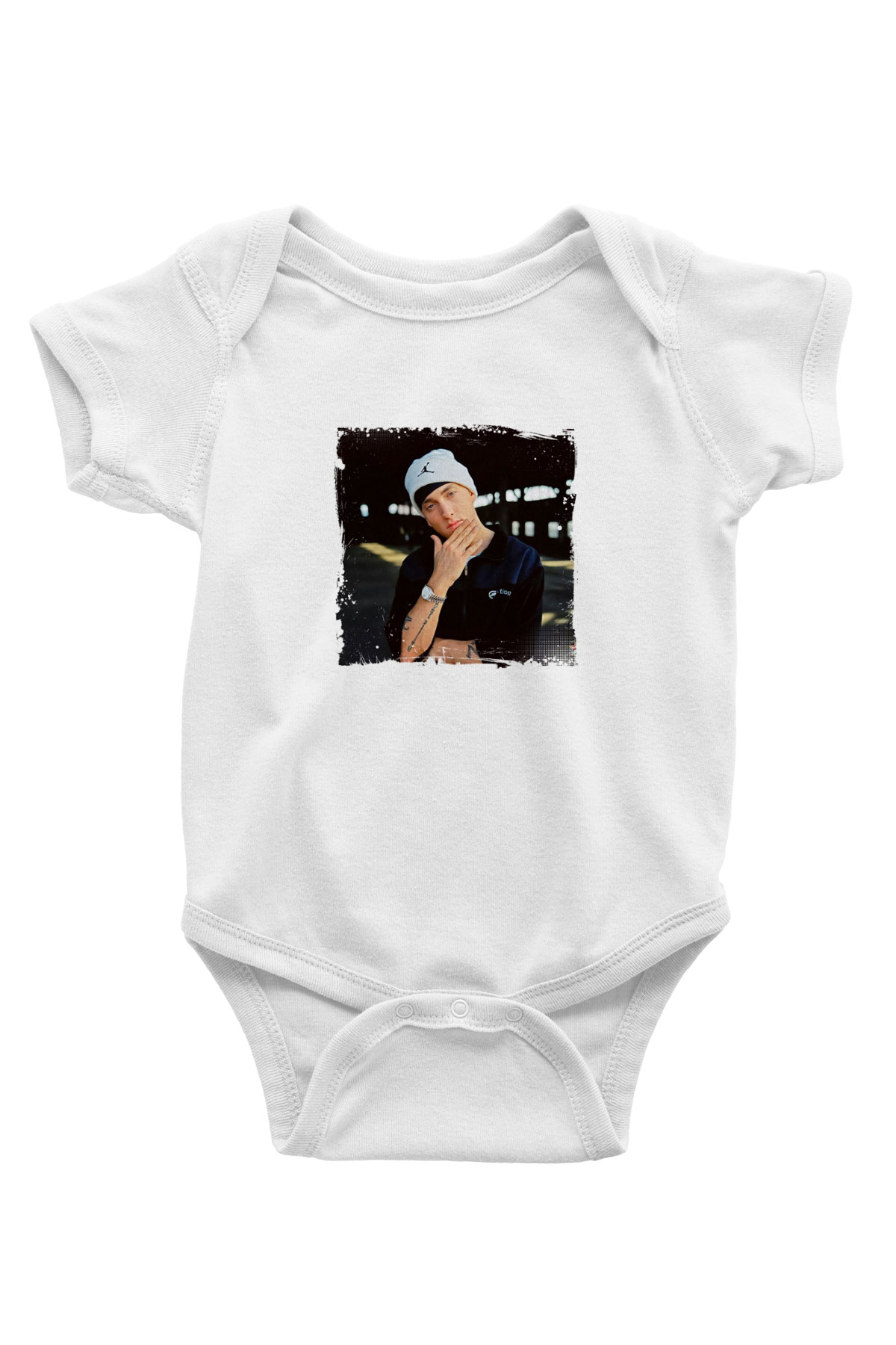 Eminem Baskılı Unisex Beyaz Bebek Body - Zıbın