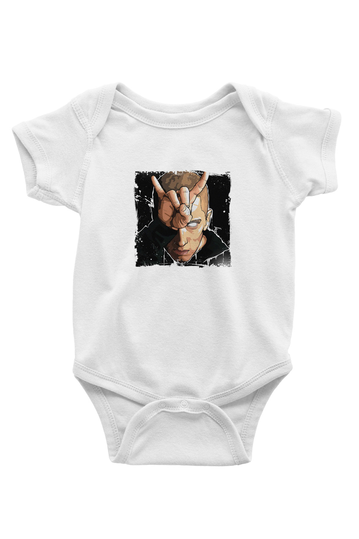 Eminem Baskılı Unisex Beyaz Bebek Body - Zıbın