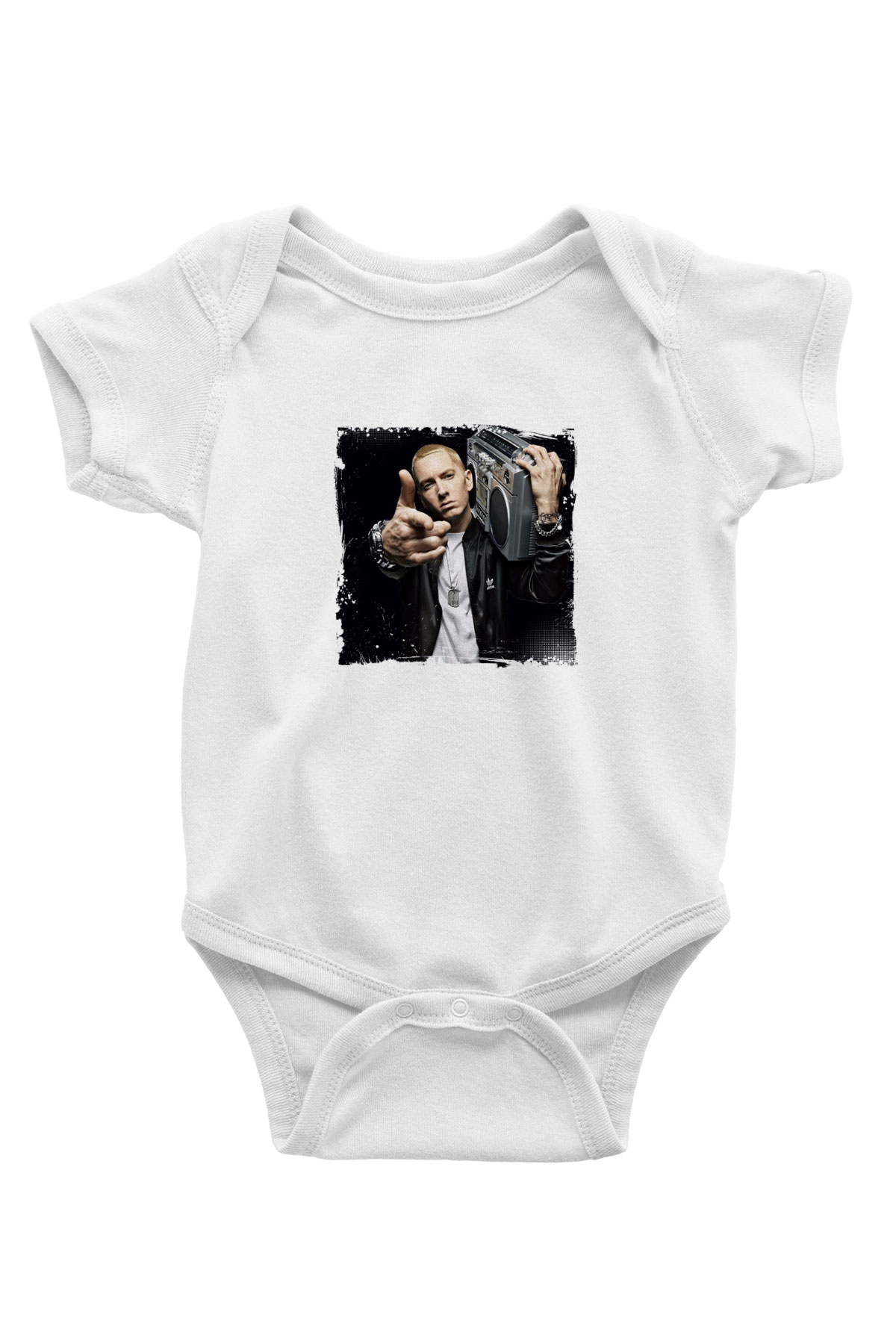 Eminem Baskılı Unisex Beyaz Bebek Body - Zıbın