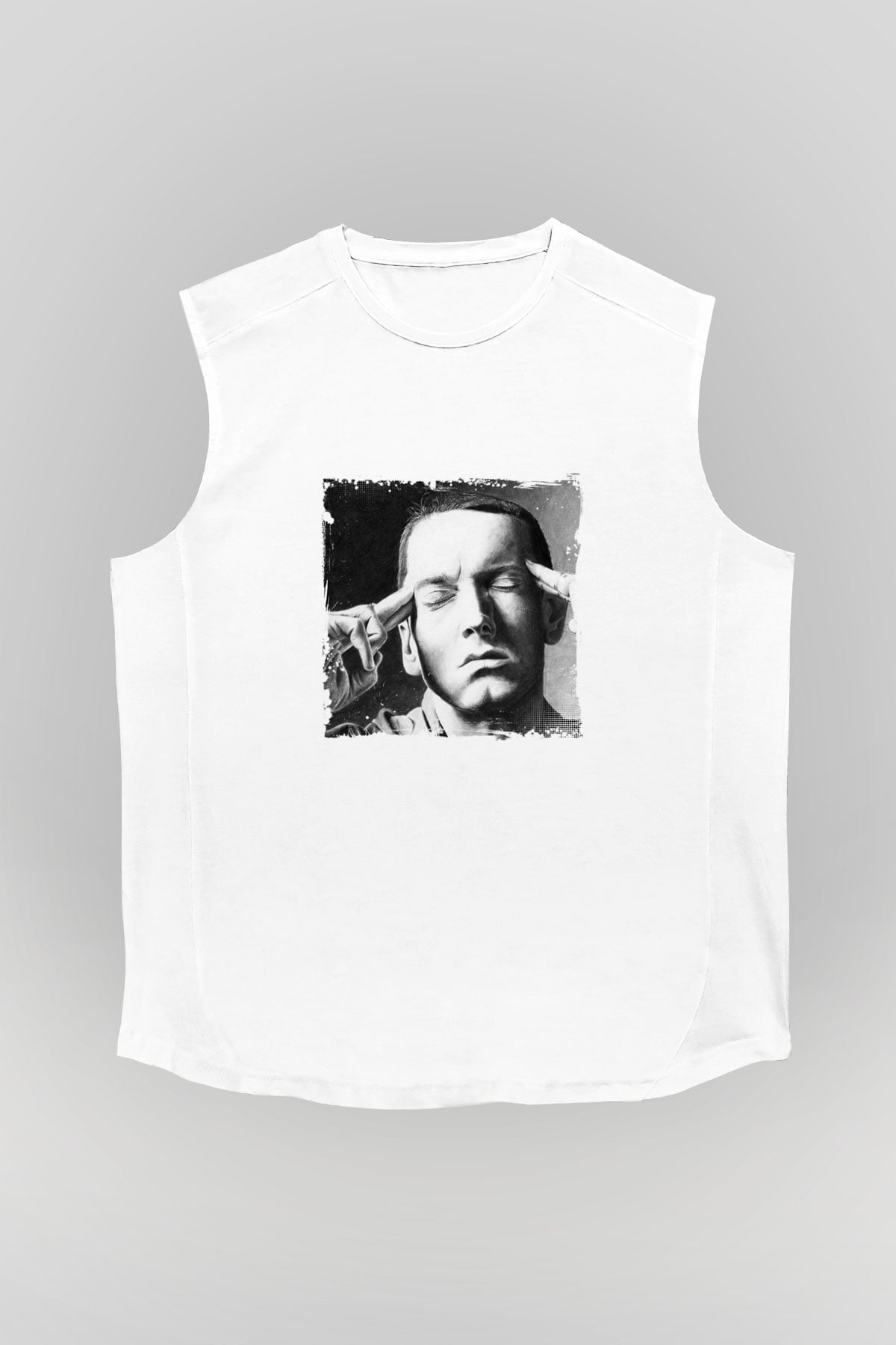 Eminem Baskılı Unisex Beyaz Kolsuz Tişört