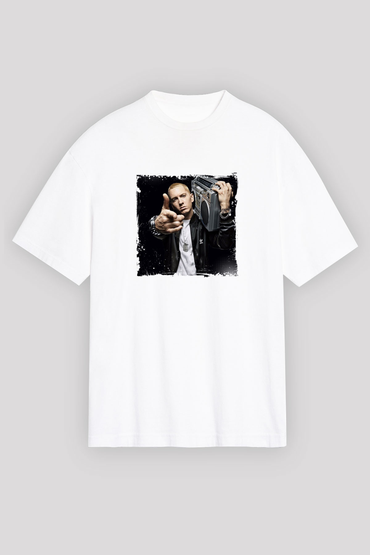Eminem Baskılı Unisex Beyaz Tişört
