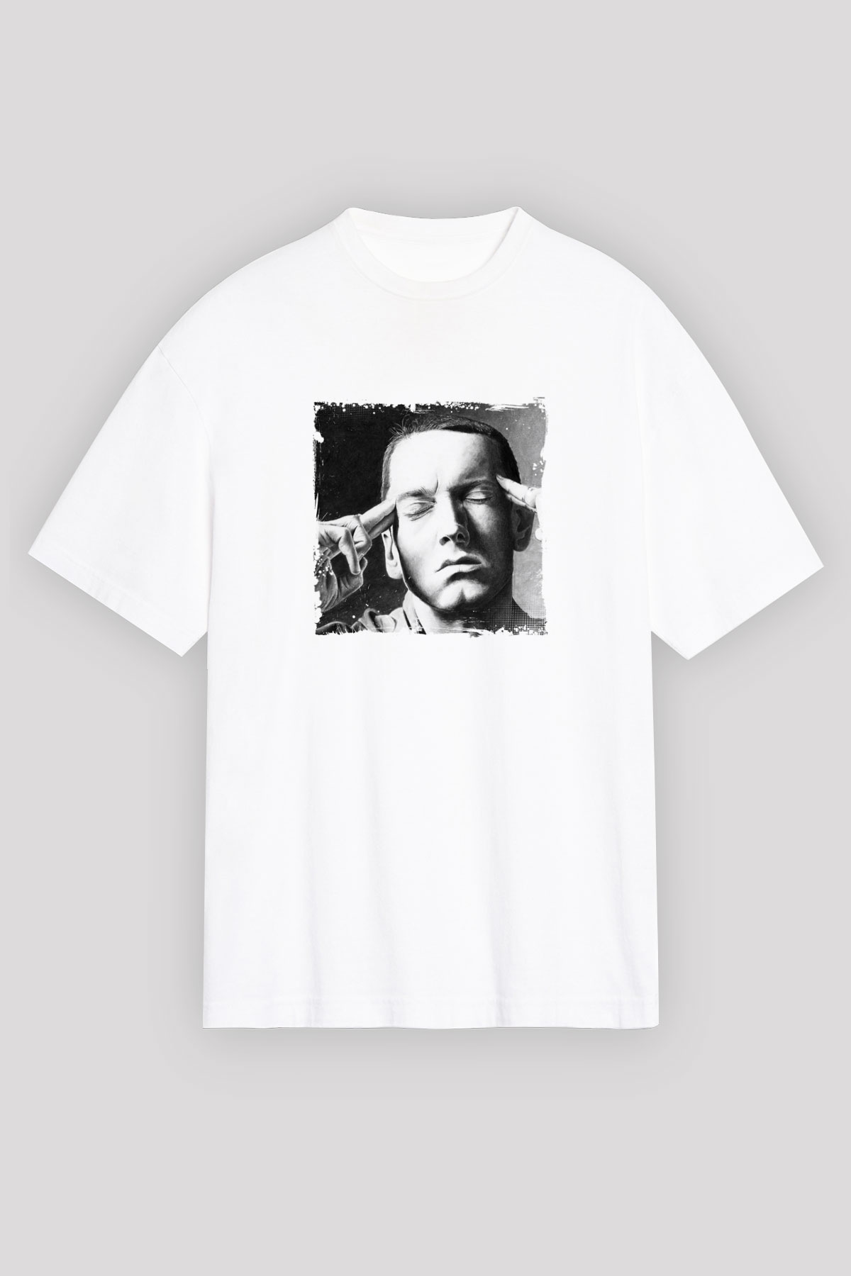 Eminem Baskılı Unisex Beyaz Tişört