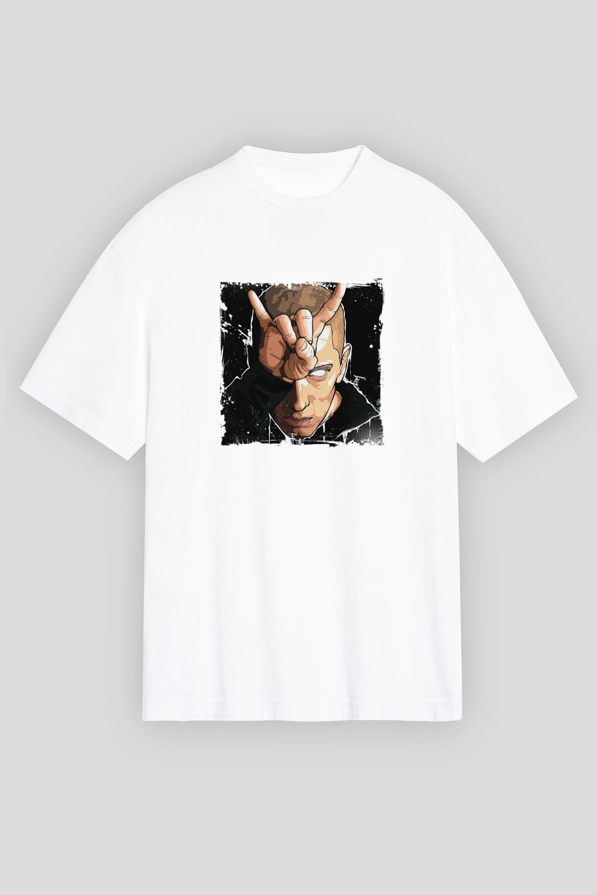 Eminem Baskılı Unisex Beyaz Tişört