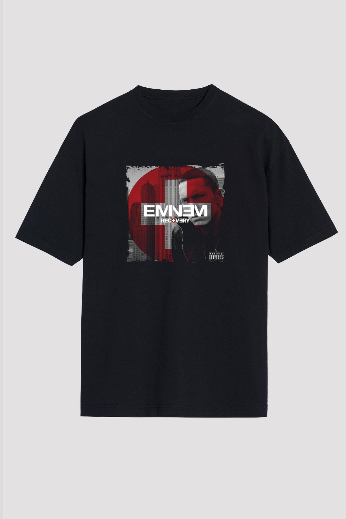 Eminem Baskılı Unisex Oversize Siyah Tişört