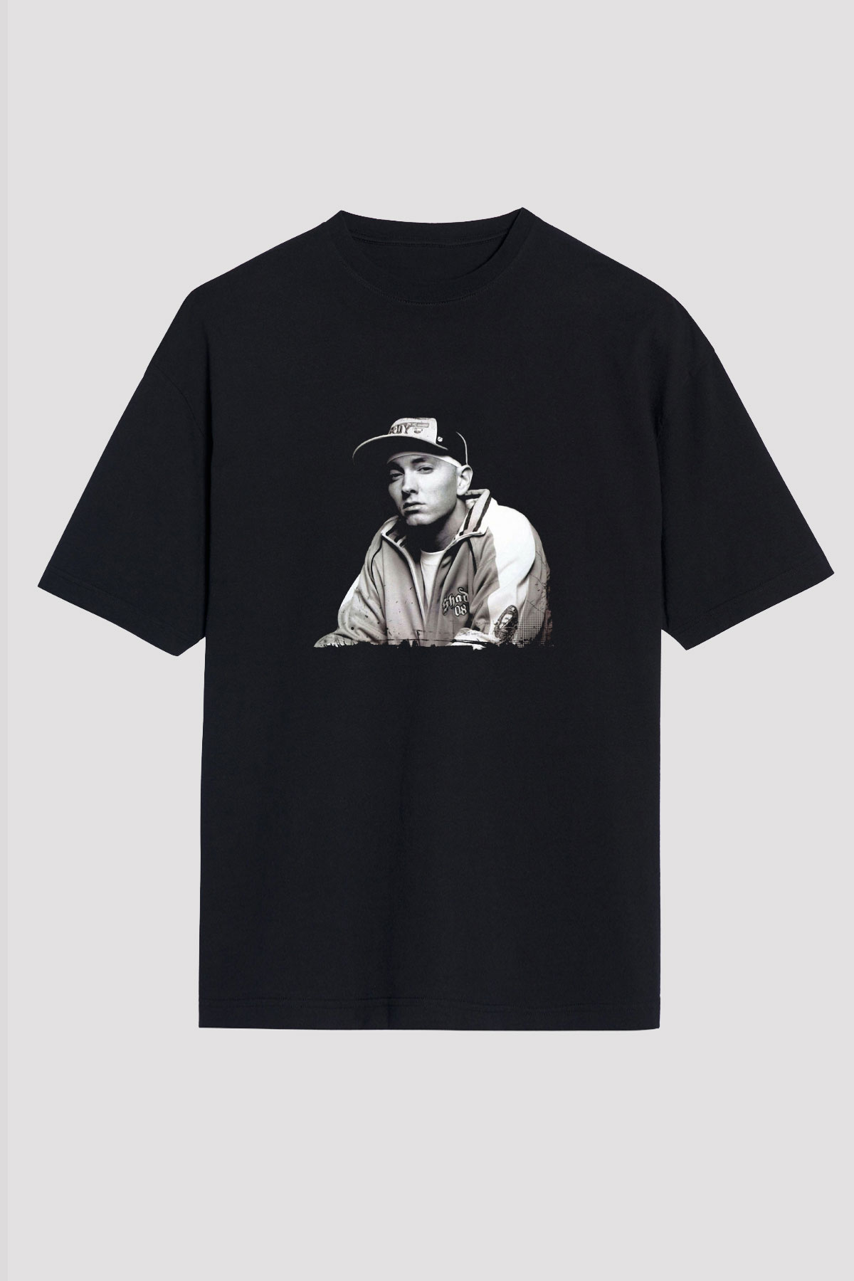 Eminem Baskılı Unisex Oversize Siyah Tişört