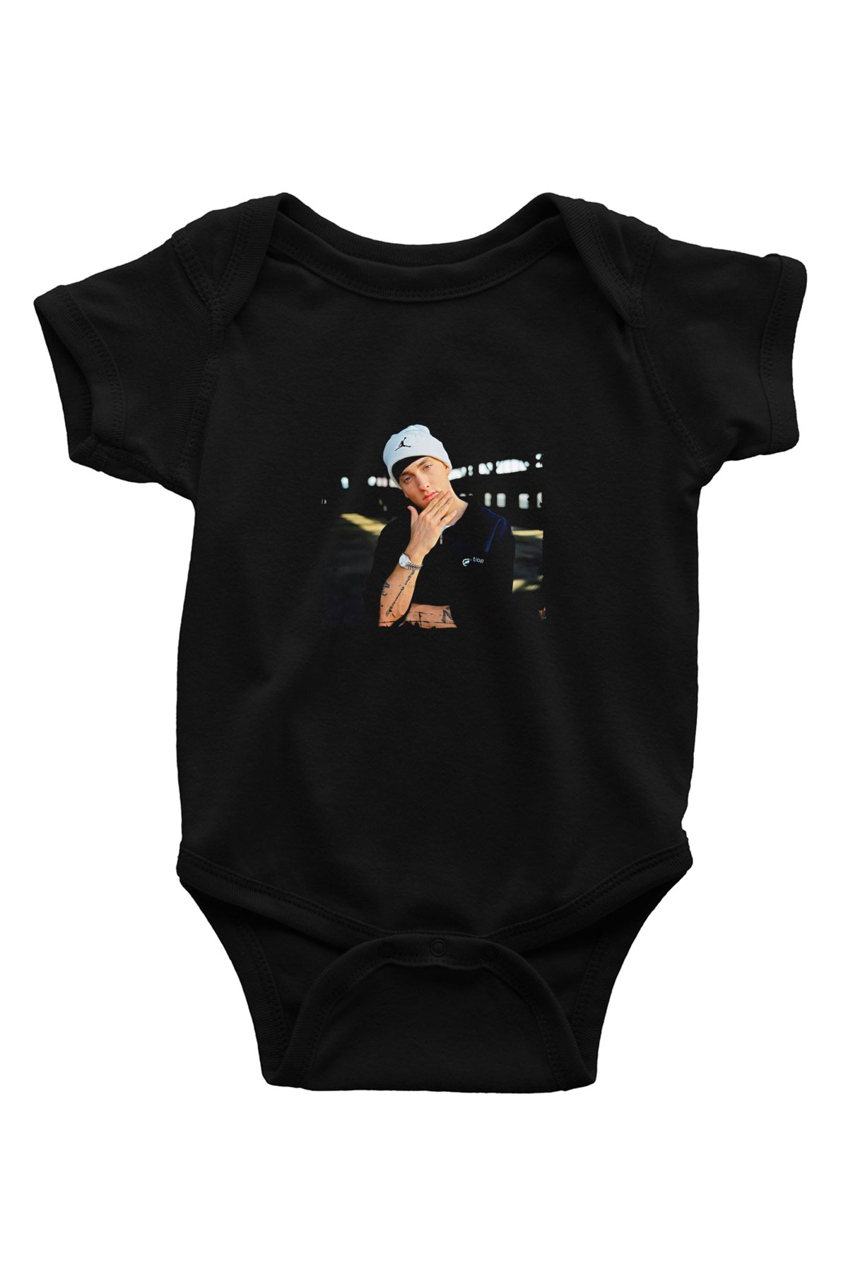 Eminem Baskılı Unisex Siyah Bebek Body - Zıbın