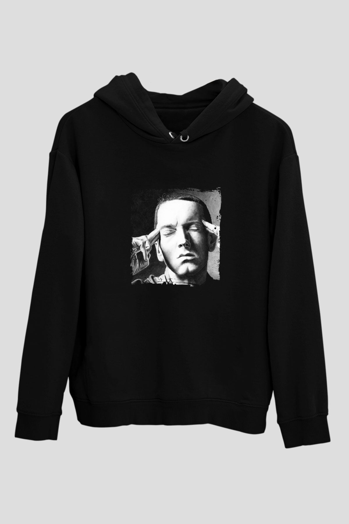 Eminem Baskılı Unisex Siyah Hoodie