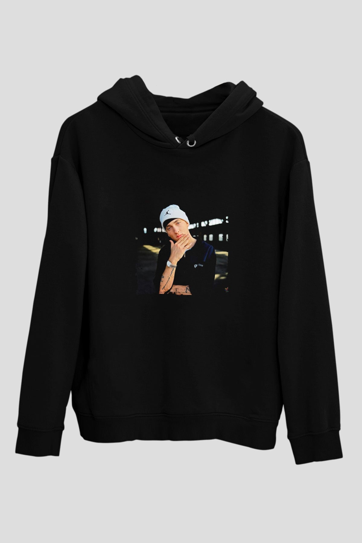 Eminem Baskılı Unisex Siyah Hoodie