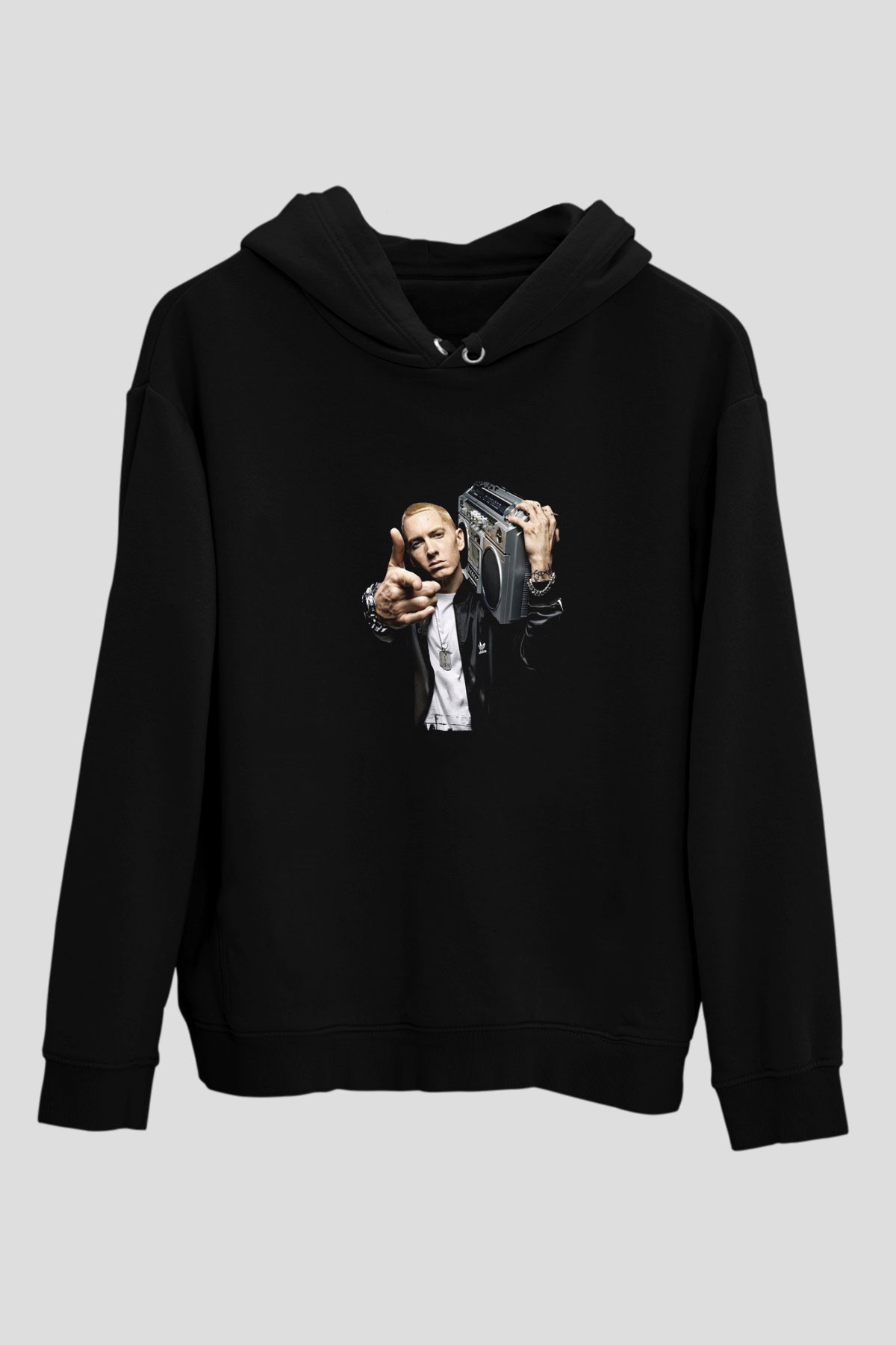 Eminem Baskılı Unisex Siyah Hoodie