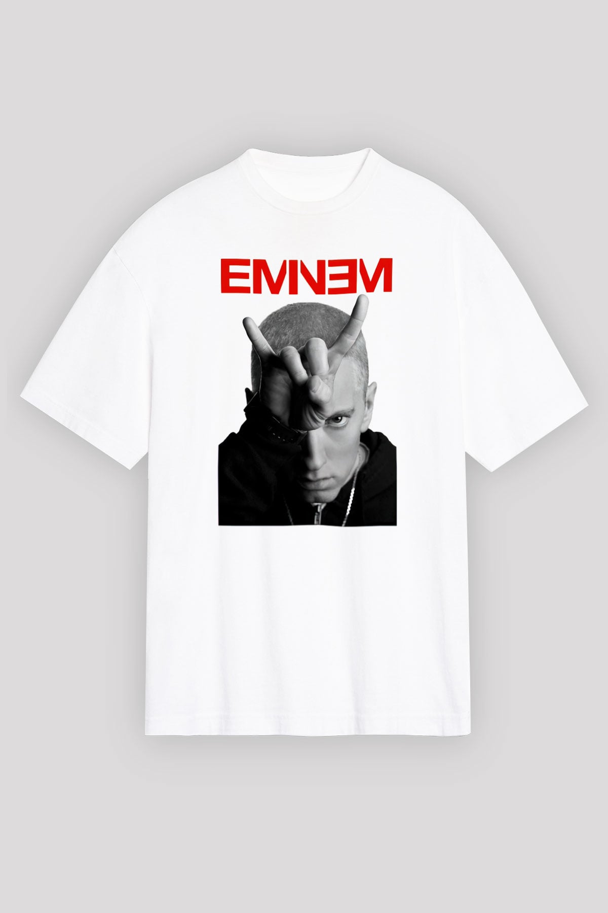 Eminem Beyaz Unisex Oversize Tişört T-Shirt