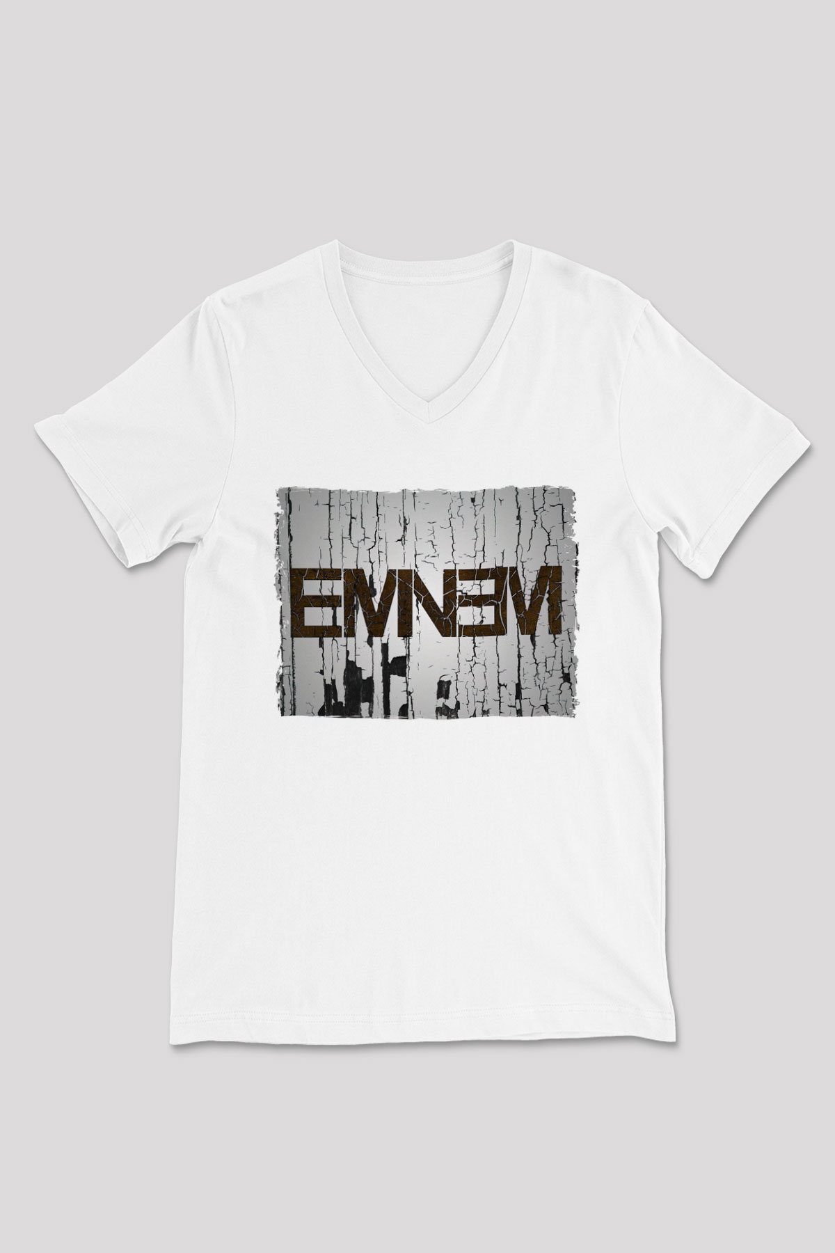 Eminem Beyaz Unisex V Yaka Tişört